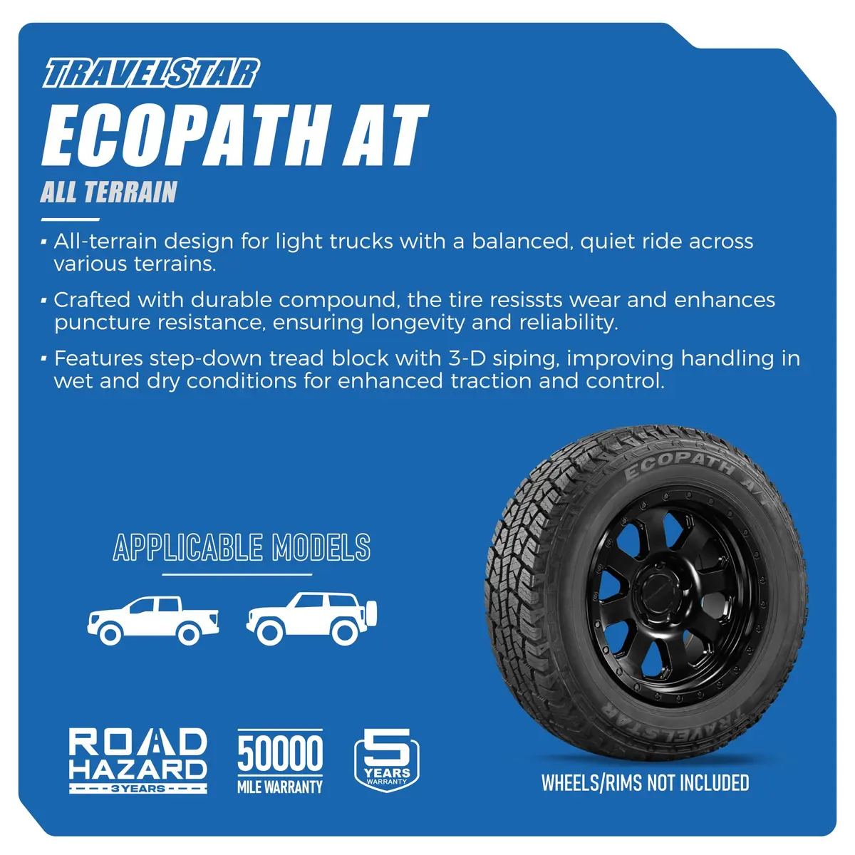 Travelstar Ecopath AT All Terrain LT245/75R17 10 Ply | Off-Road Durability & Ride Comfort - view 2