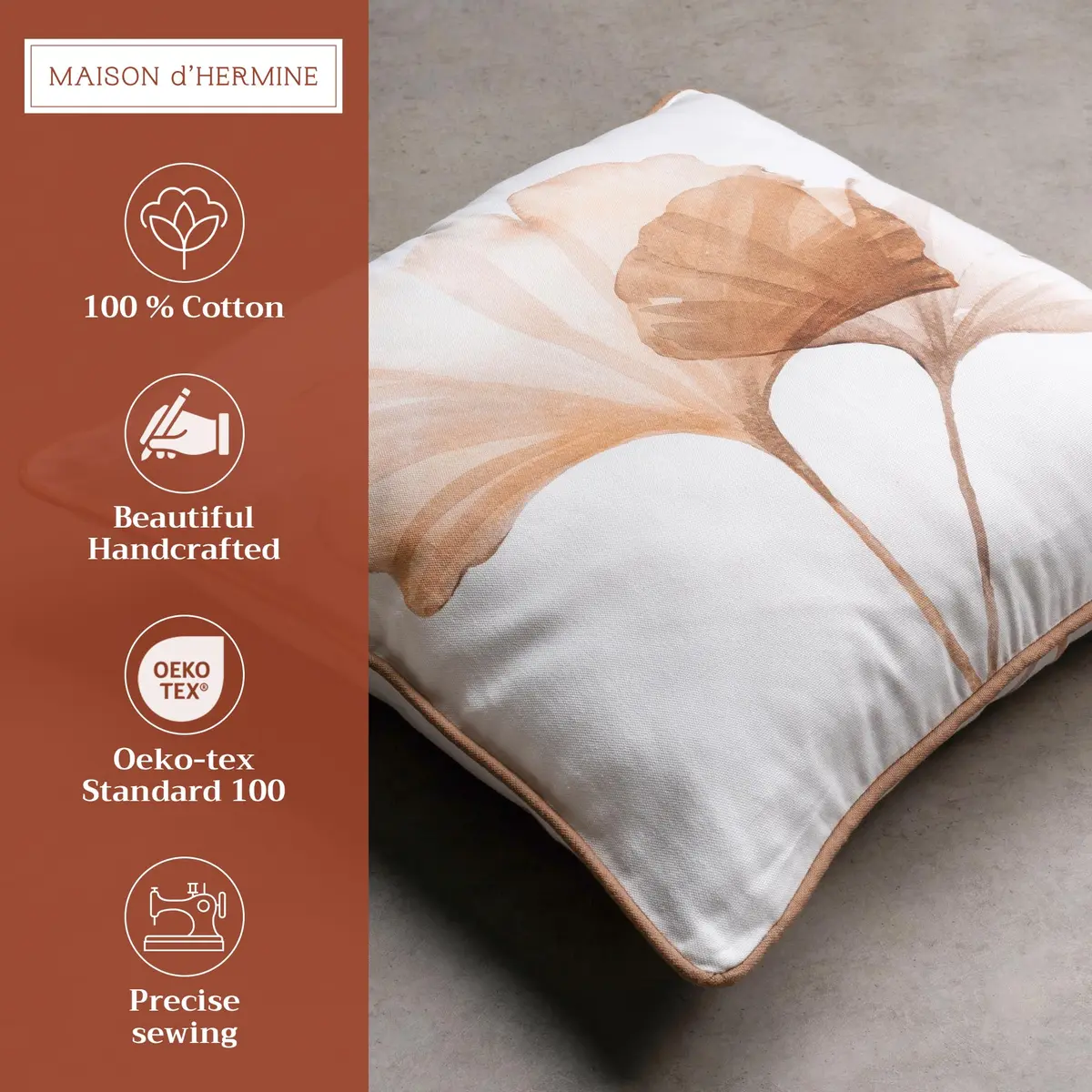 Maison d' Hermine Throw Pillow Cover 20" x 20" | 100% Cotton, Elegant European Design - view 2
