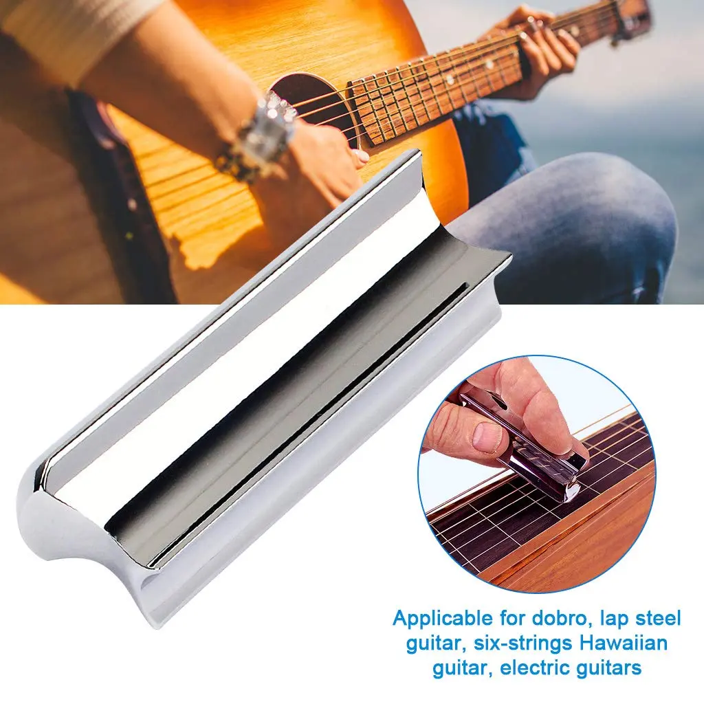 Alnicov Stainless Steel Guitar Slide Tone Bar for Dobro, Lap Steel Guitar, Hawaiian Guitar, Electric Guitar Accessories - Chrome - view 5