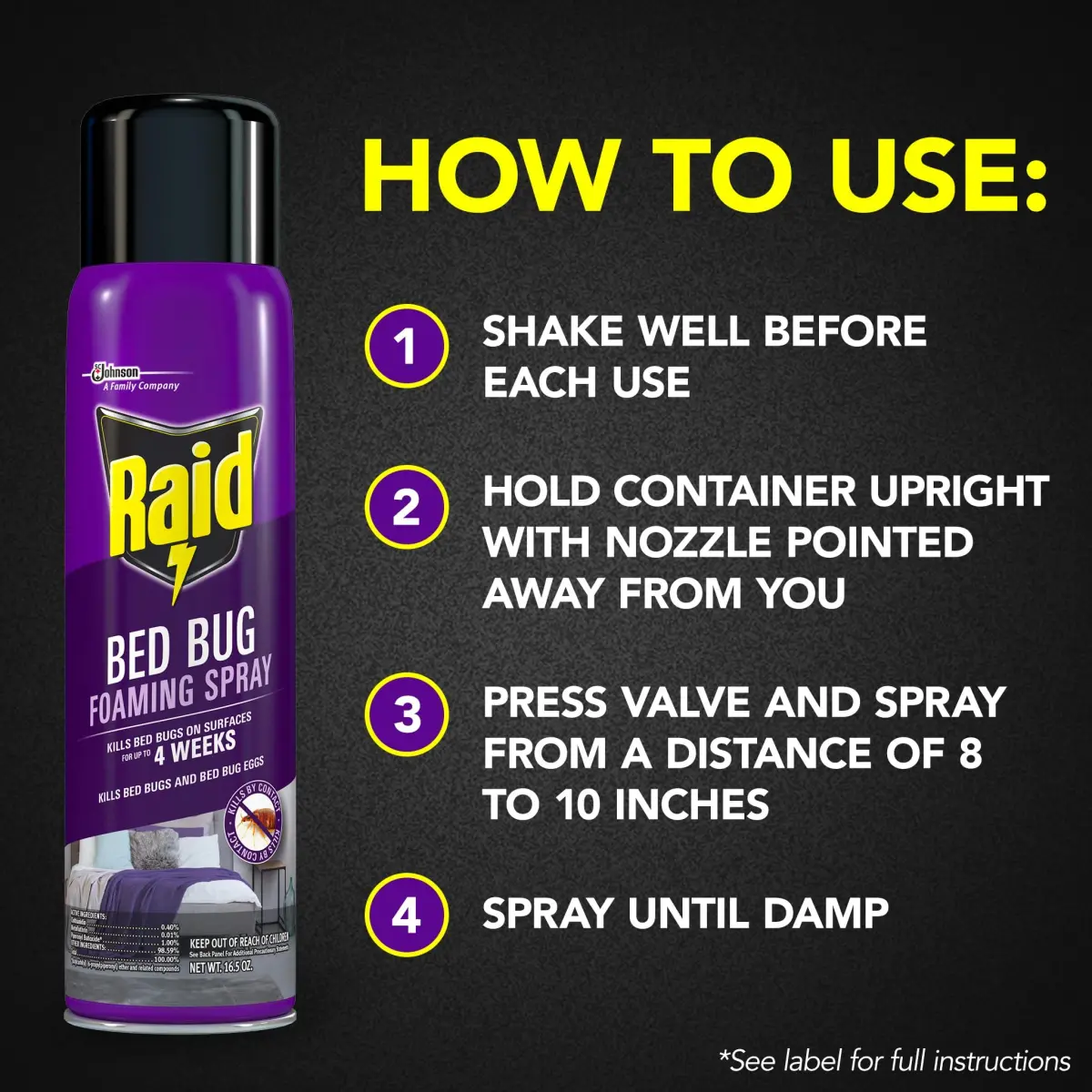 Raid Bed Bug Foaming Spray 16.5 oz (488 ml) | Kills Bed Bugs and Eggs for Weeks - view 6