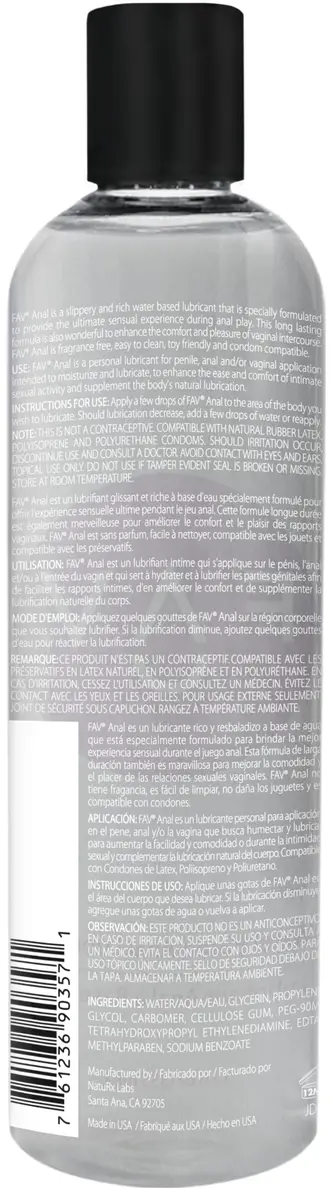 FAV Water Based Anal Lube 12 Fl Oz | Slippery & Rich for Men, Women, Couples - view 2