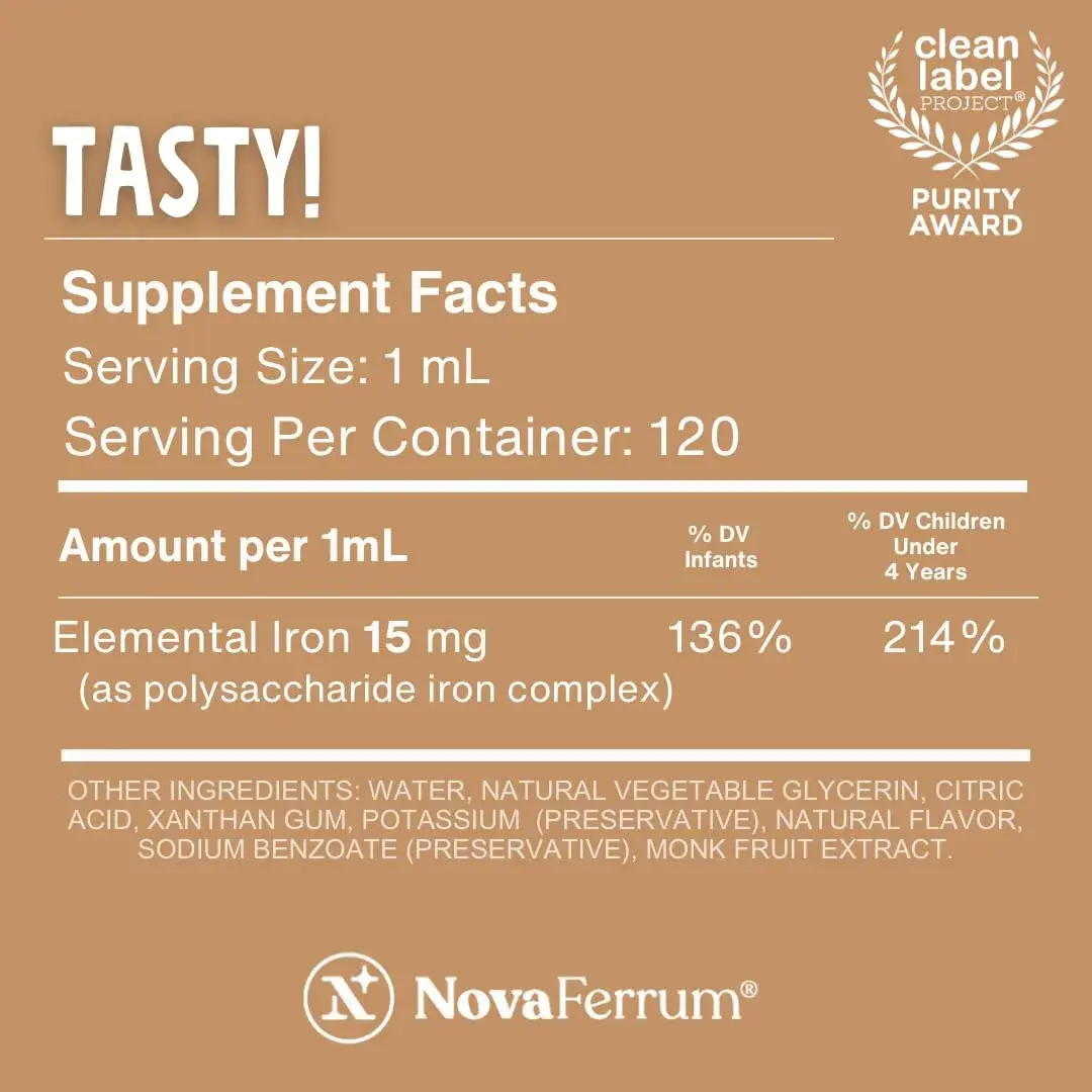 NovaFerrum Tasty Pediatric Drops Liquid Iron Supplement 120 Servings (4 Fl Oz / 118 ml) | Chocolate Flavored, Sugar & Gluten Free - view 3