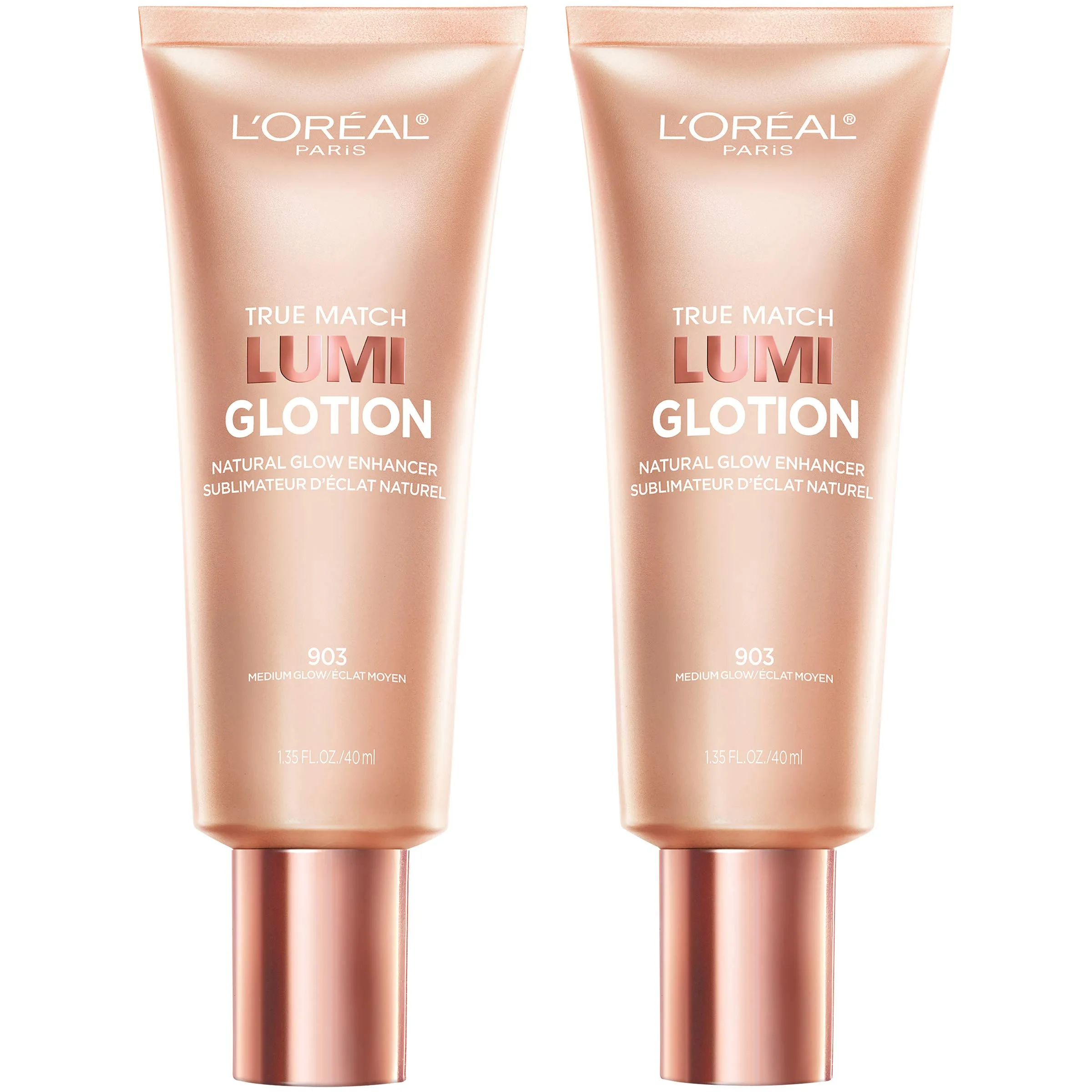 L'Oreal Paris True Match Lumi Glotion Natural Glow Enhancer Highlighting Lotion Medium (1.35 Fl Oz x 2) | USA Import for Radiant Skin - main product image