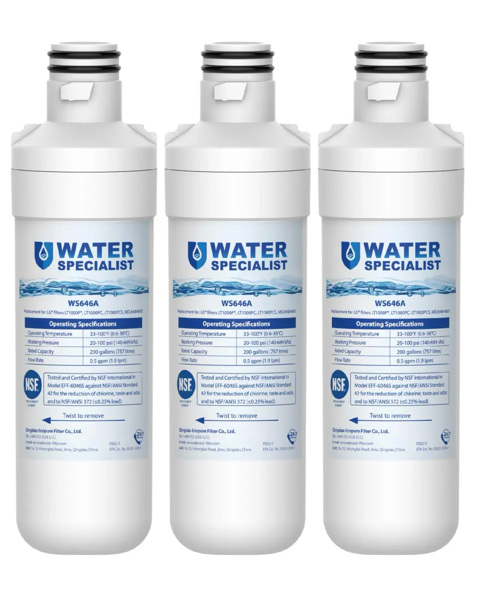 Waterspecialist LT1000PC Refrigerator Water Filter 3 Pack | NSF Certified for Purer Water - main product image