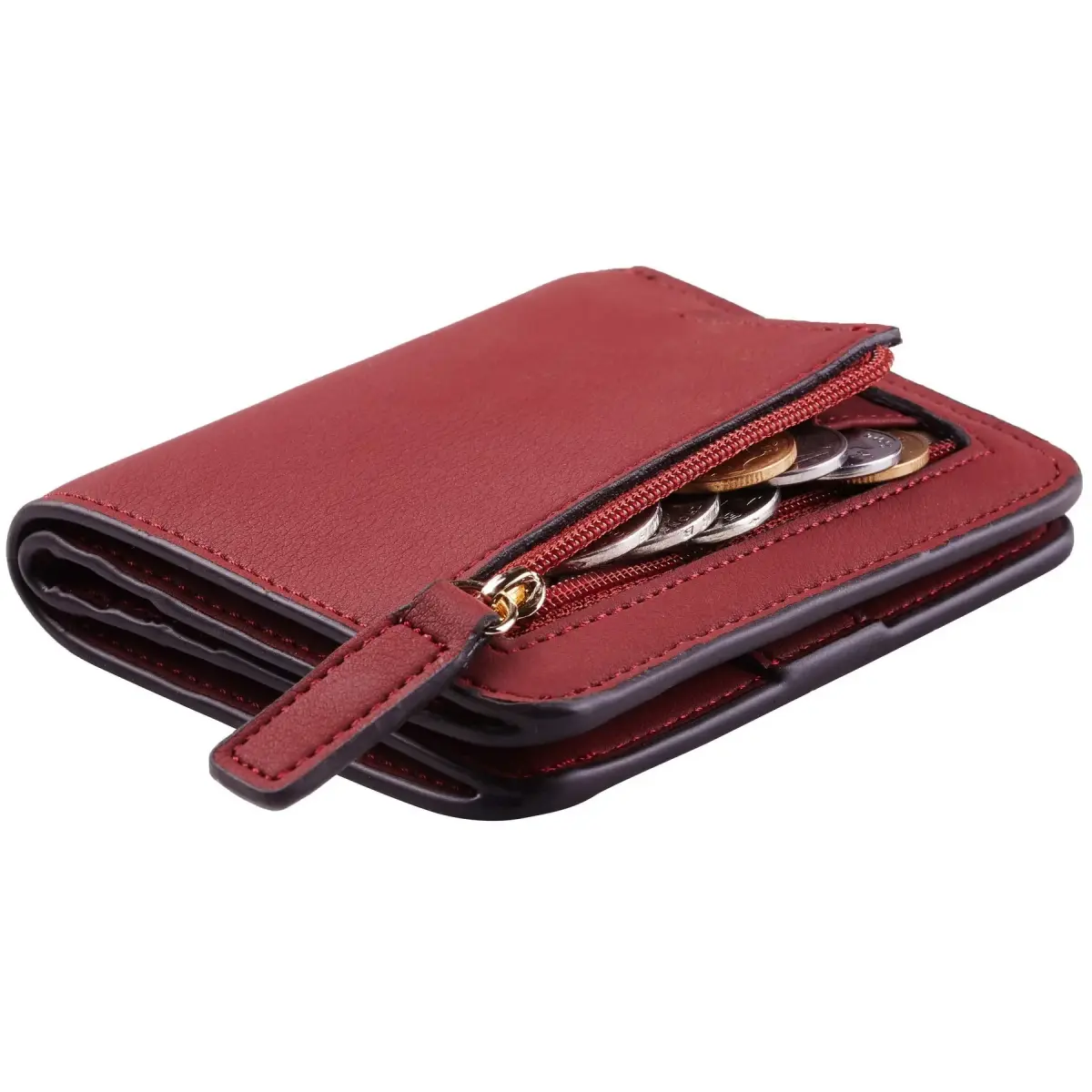 Toughergun Women's Slim Leather Wallet with RFID Protection, Compact Bifold Mini Purse 10.7cm x 9.1cm (4.2" x 3.6") | Holds 6 Cards & ID - main product image