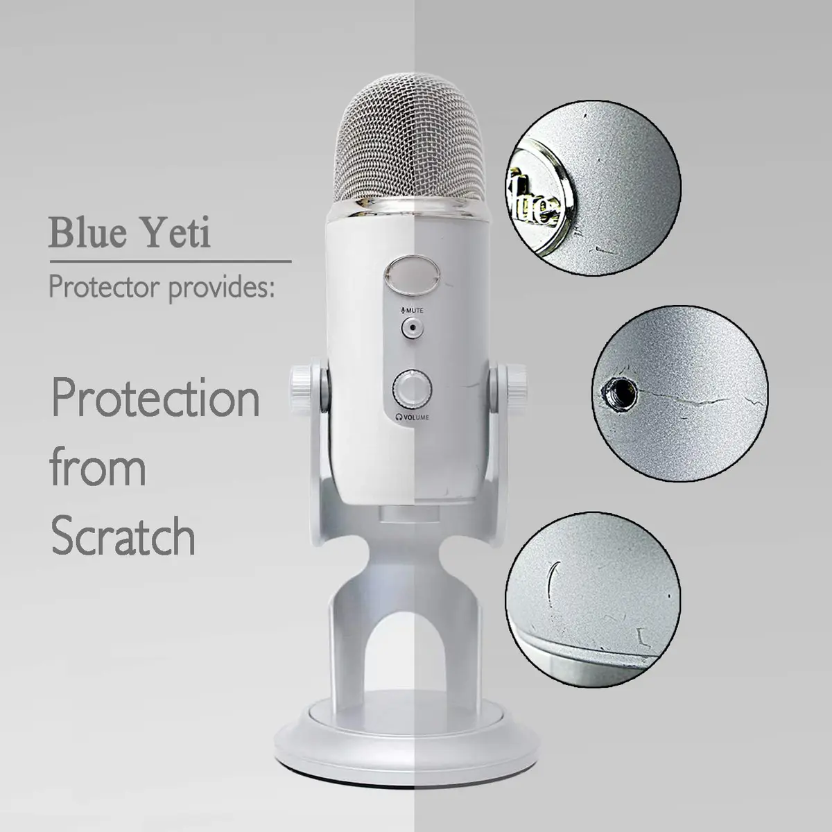 YOUSHARES Microphone Windscreen Foam & Protector for Blue Yeti & Yeti Pro | Moonwhite Foam & Silicone Cover - view 4