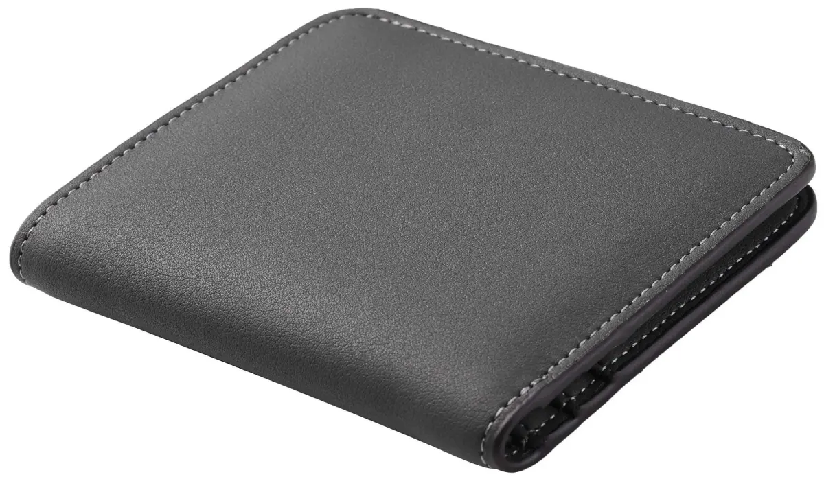 Toughergun Women's Slim Leather Wallet in 06 ReNapa Grey Deep - Compact Bifold RFID Mini Purse - view 3