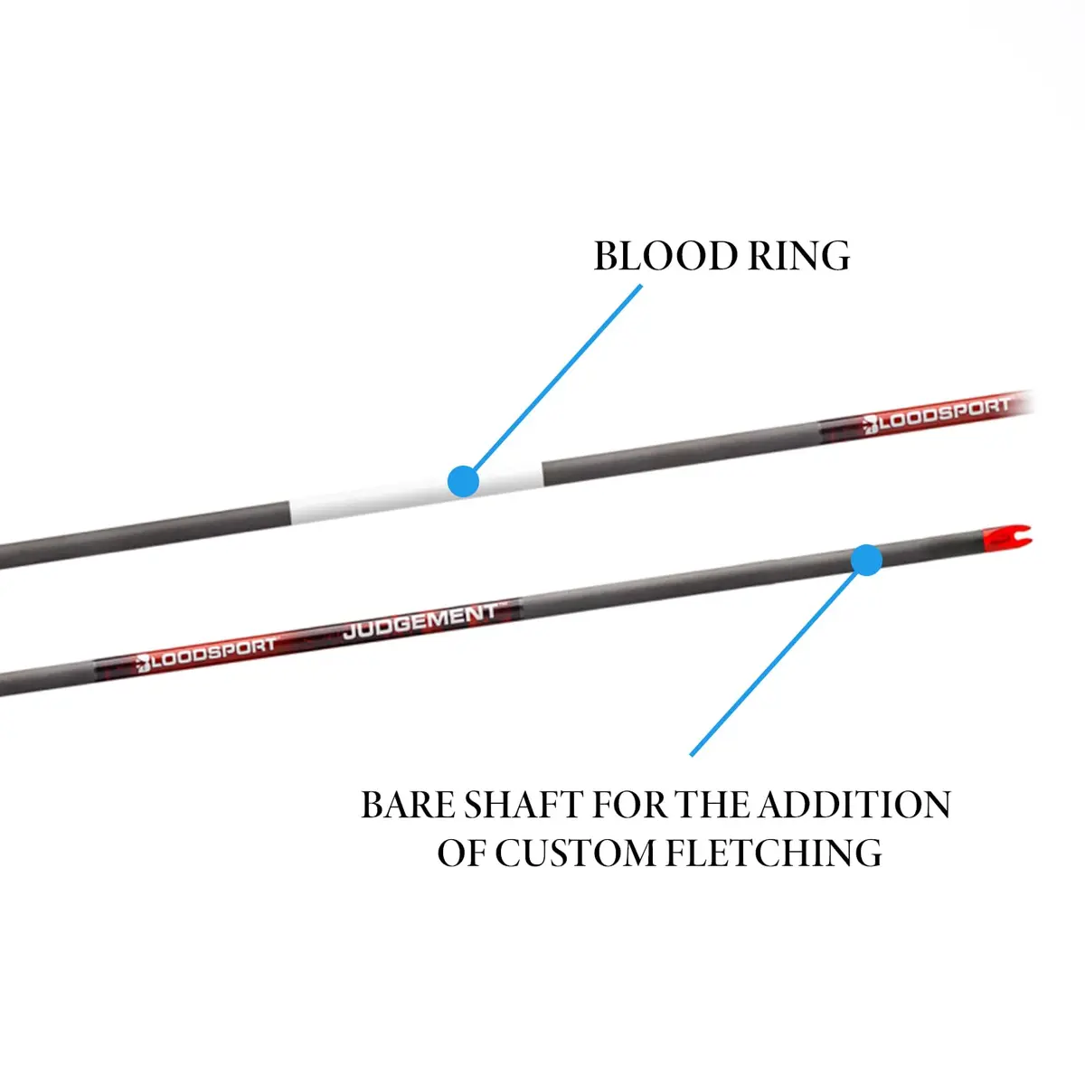 Bloodsport Judgement Bare Shaft Arrow 500 Spine | Lightweight, Accurate, Tough (70-120 chars) - view 2