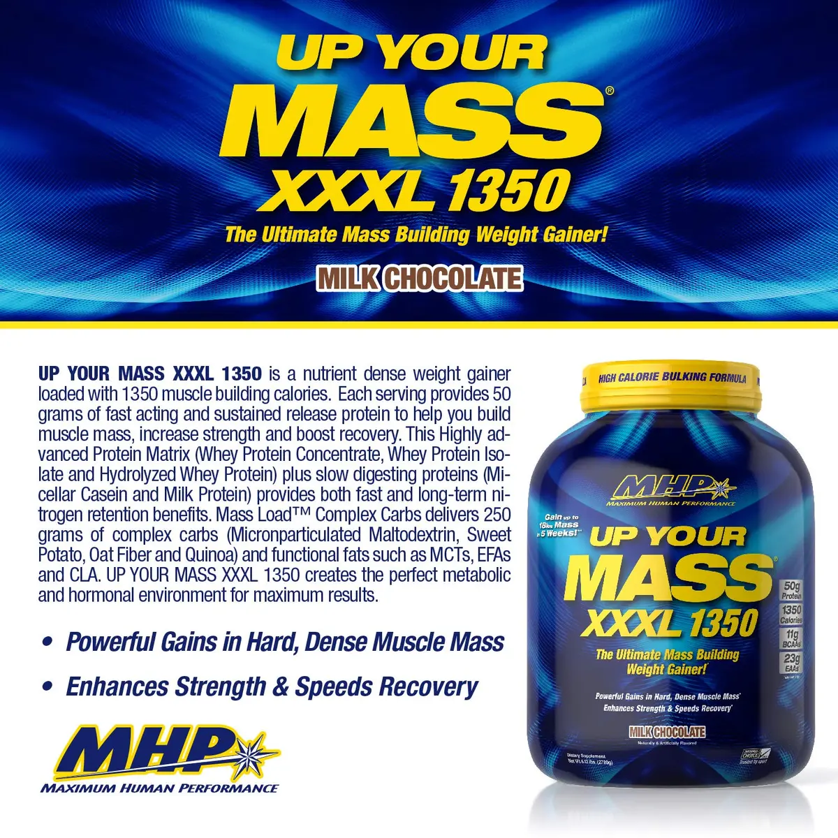 Maximum Human Performance UYM XXXL 1350g | Muscle Mass Builder with 50g Protein & 11g BCAAs (70-120 chars) - view 2