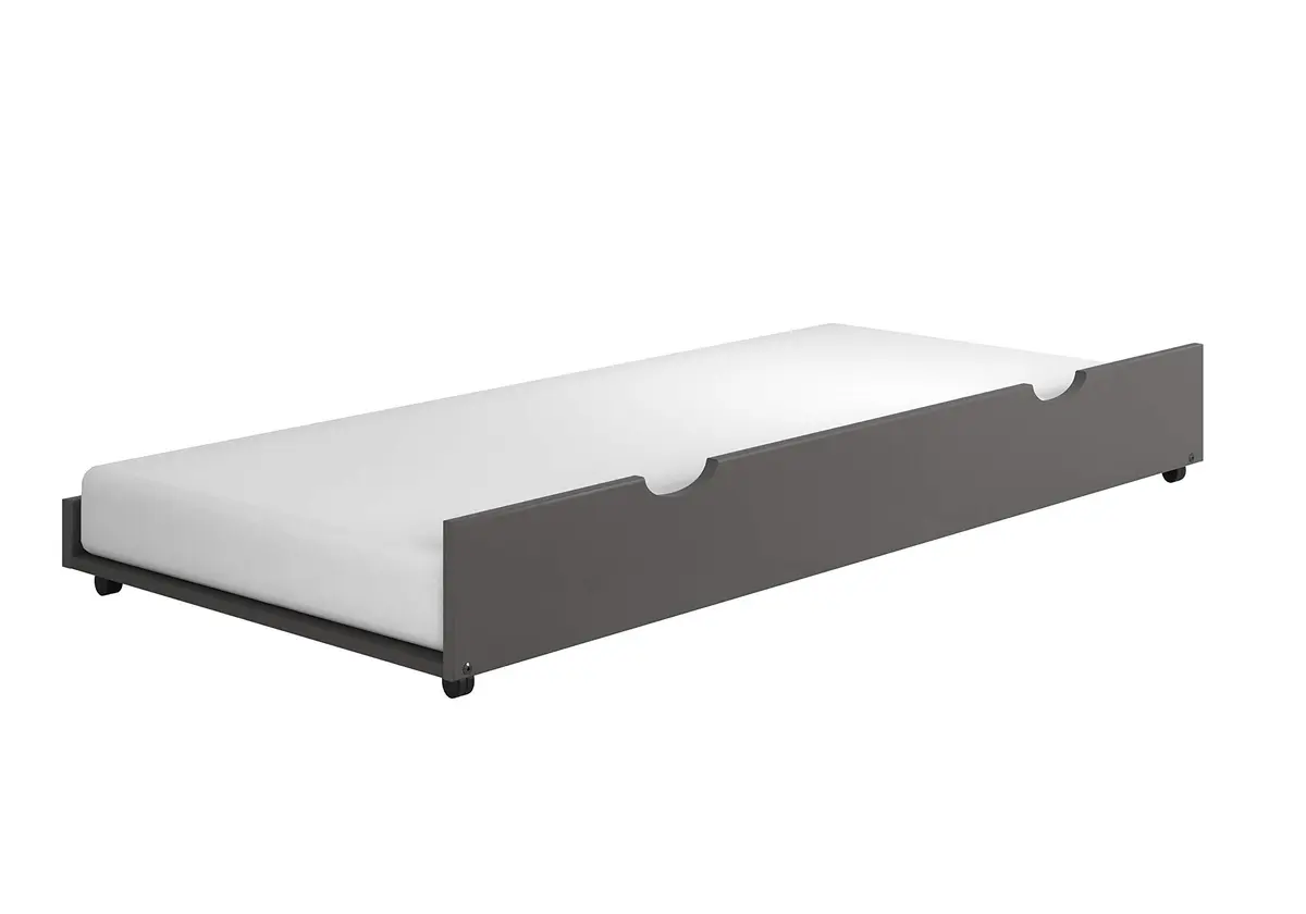 Donco Kids Twin Trundle Bed Dark Grey | Pine Wood Bed Frame with Modern Style - main product image