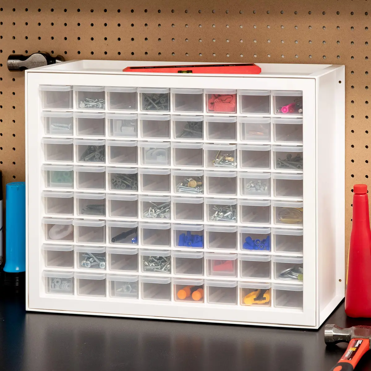 IRIS USA 64-Drawer Screw Organizer | Durable Plastic Hardware Storage in USA (7" L x 19.5" W x 15.5" H) - view 2