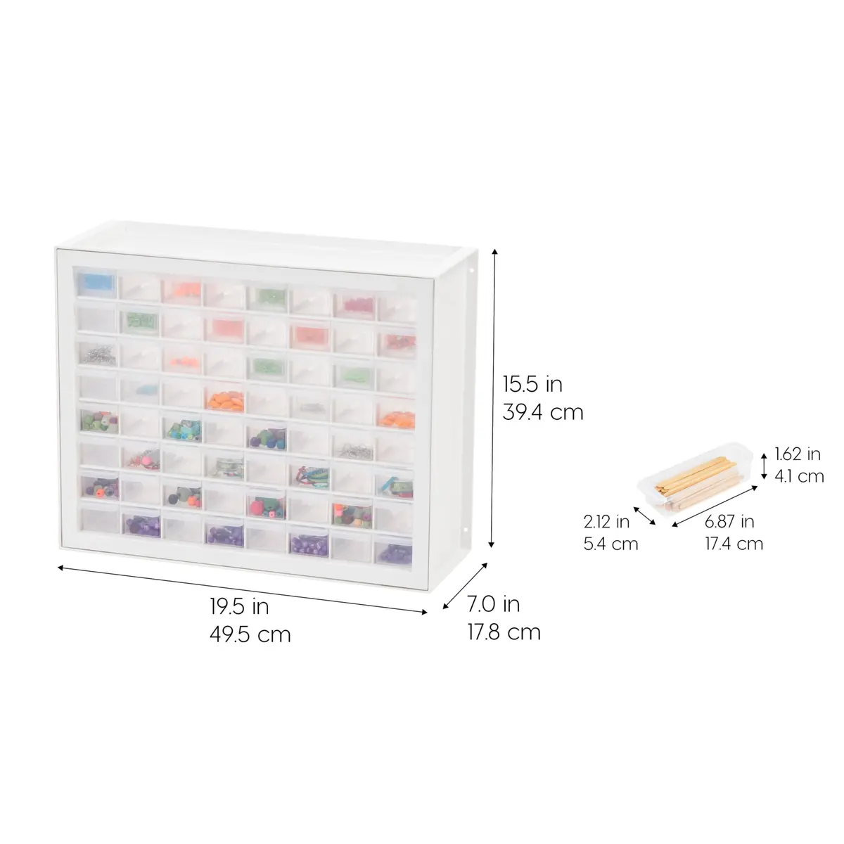 IRIS USA 64-Drawer Screw Organizer | Durable Plastic Hardware Storage in USA (7" L x 19.5" W x 15.5" H) - view 3