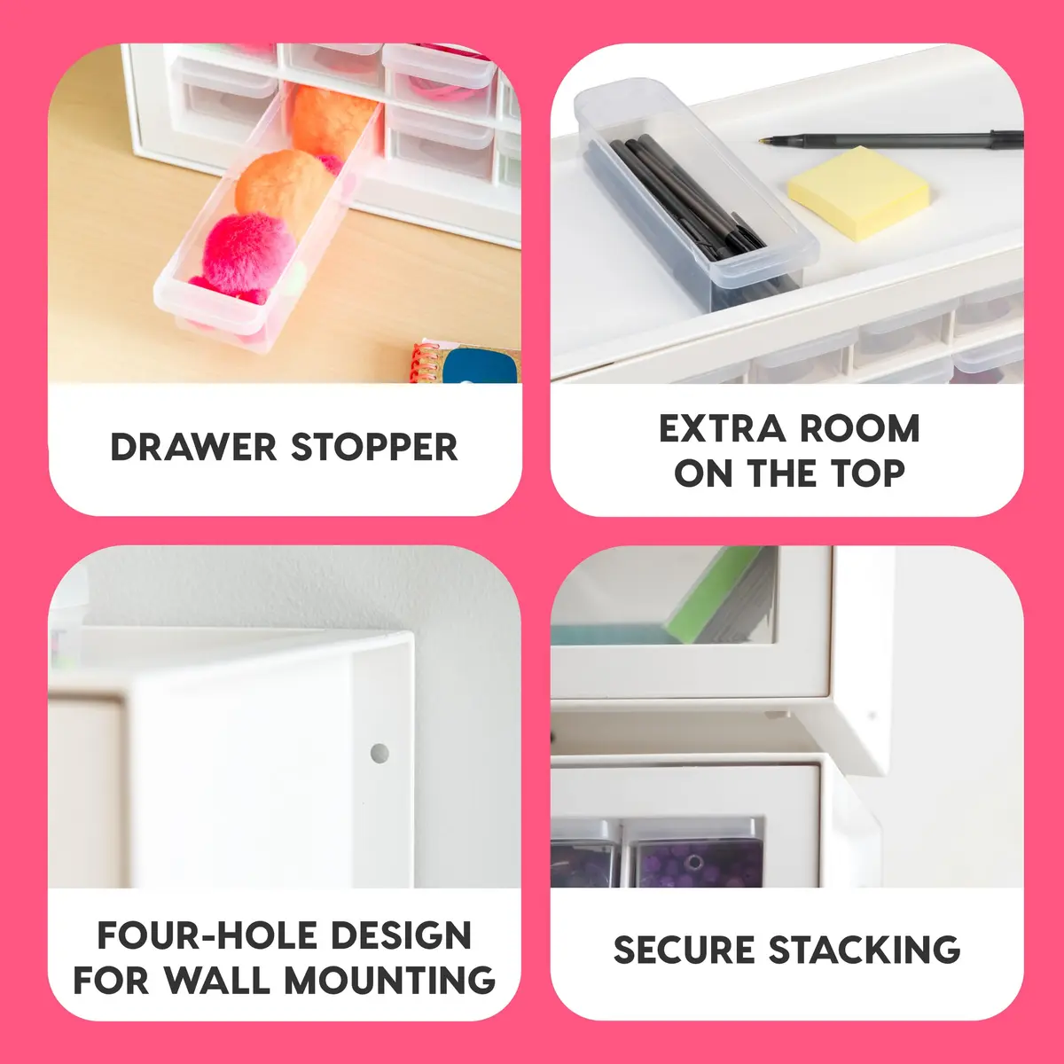 IRIS USA 64-Drawer Screw Organizer | Durable Plastic Hardware Storage in USA (7" L x 19.5" W x 15.5" H) - view 4