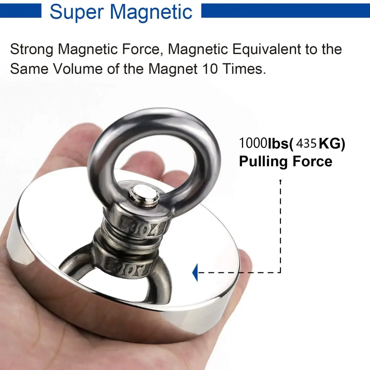 DIYMAG Fishing Magnet 90mm (3.55") 453kg (1000LBS) Pull Force with Countersunk Hole | Heavy Duty Neodymium Retrieval Magnet - view 7