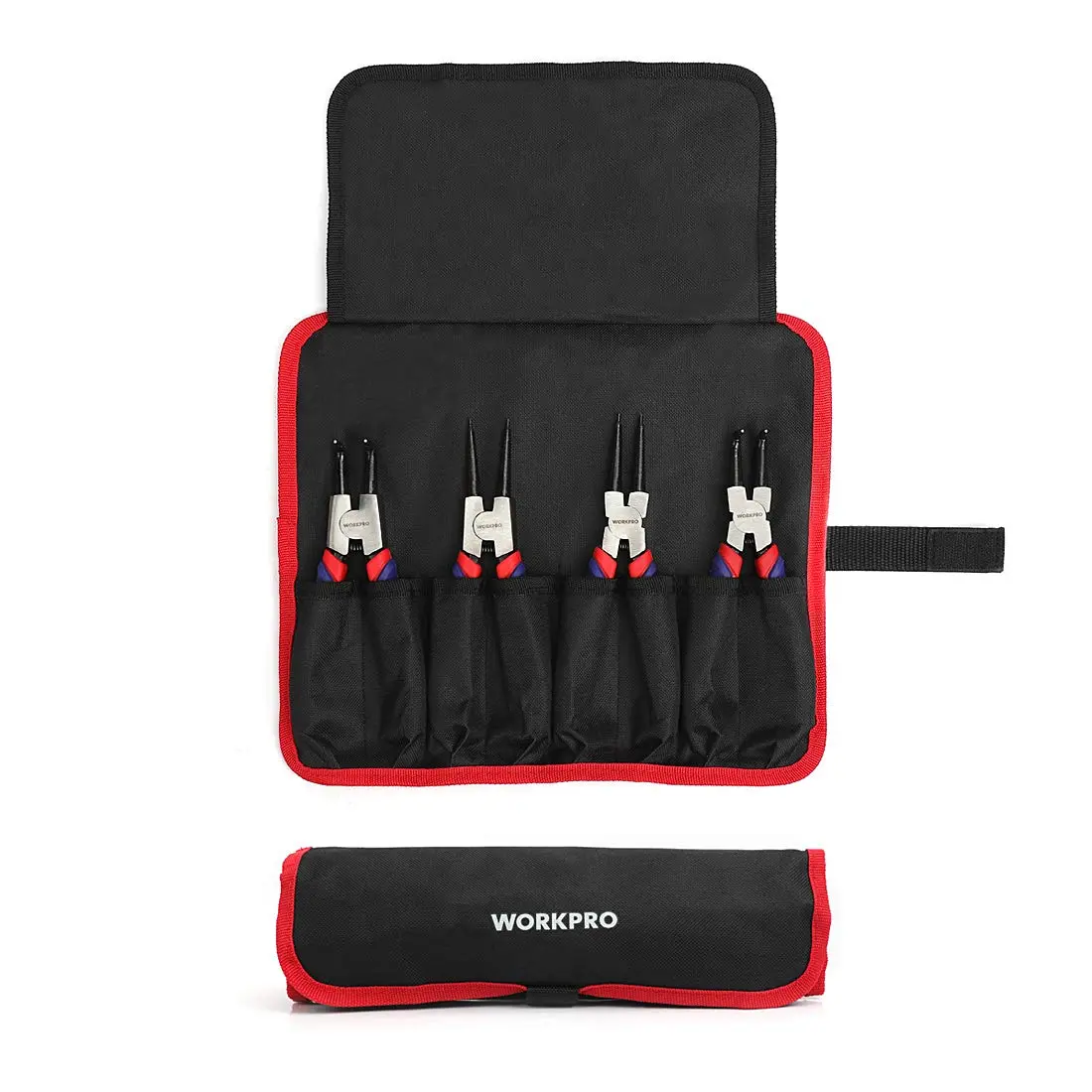 WORKPRO 4-Piece 7-Inch Snap Ring Pliers Set with Pouch | CR-V Steel, 0.07" Tips, 0.9"-1.77" Capacity - view 4