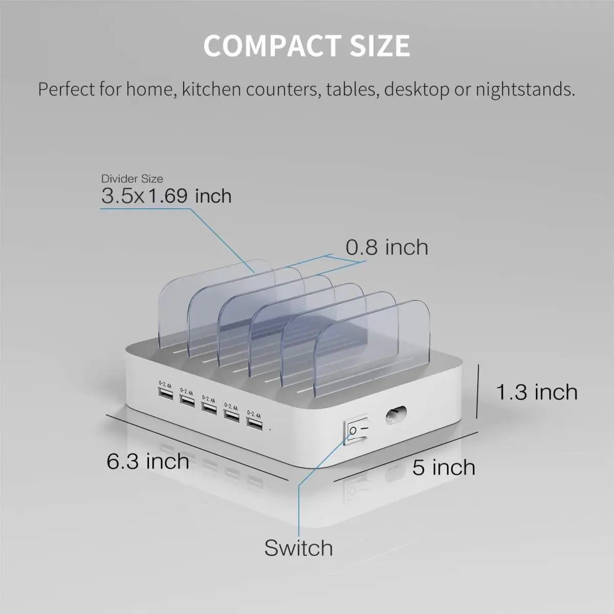 MSTJRY 5-Port USB-A Charging Station with 7 Cables | Charges 5 Devices Simultaneously, Organizes Cables - view 6