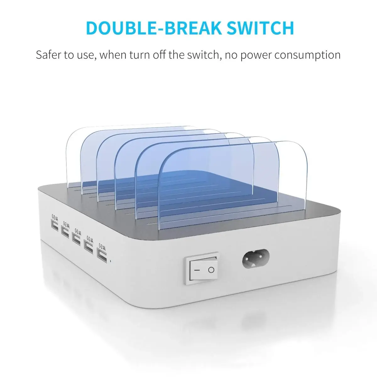 MSTJRY 5-Port USB-A Charging Station with 7 Cables | Charges 5 Devices Simultaneously, Organizes Cables - view 3
