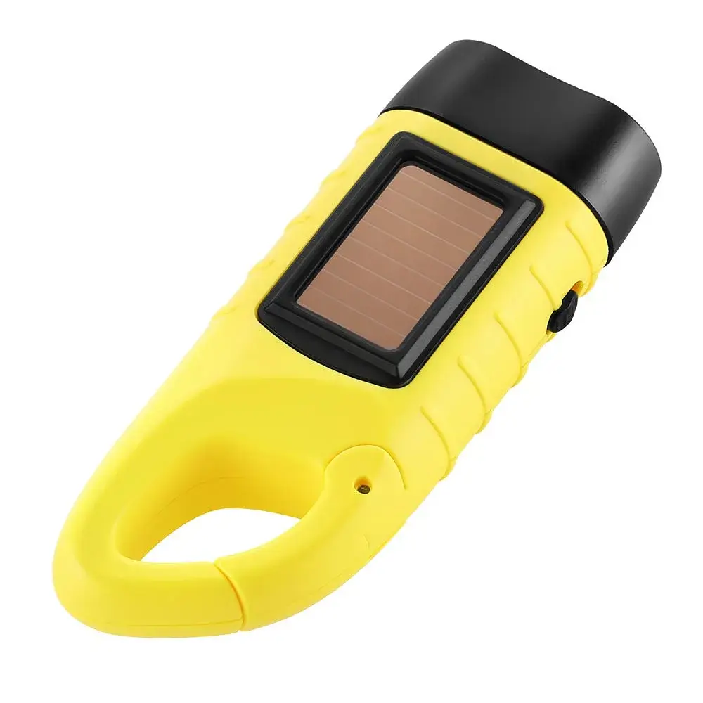 Simpeak Hand Crank Solar Flashlight, Rechargeable LED Dynamo Carabiner Clip Backpack Torch (Yellow, 200 Lumens) - view 4