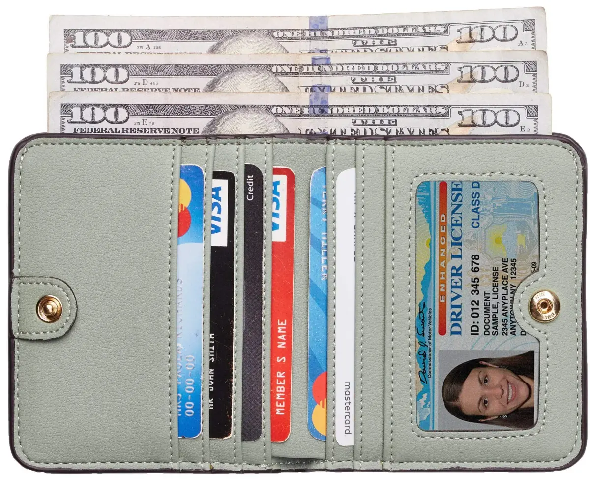 Toughergun ReNapa Green Blooming Slim Leather Bifold Wallet with RFID Protection - view 2