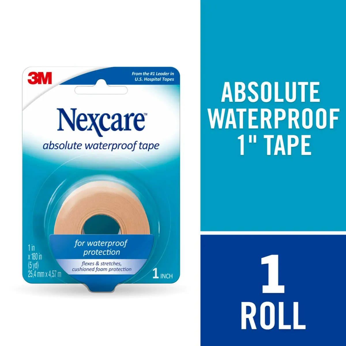 Nexcare Waterproof First Aid Tape 1 in x 180 in | Flexible, Hypoallergenic, Water-Resistant - view 2