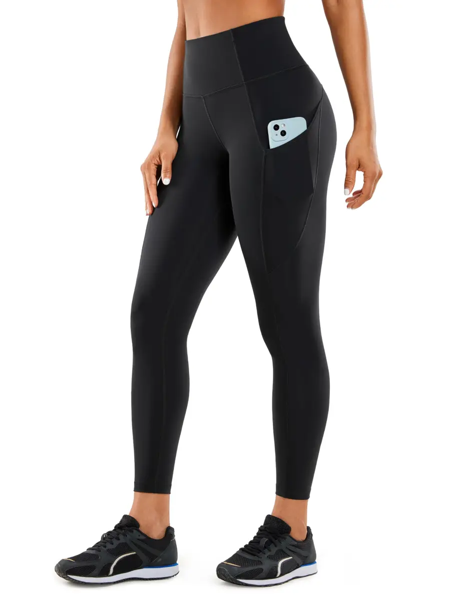 CRZ YOGA Naked Feeling 25'' Pockets Leggings Black Medium | High Waist, Sweat-Wicking, Interior Drawstring - main product image
