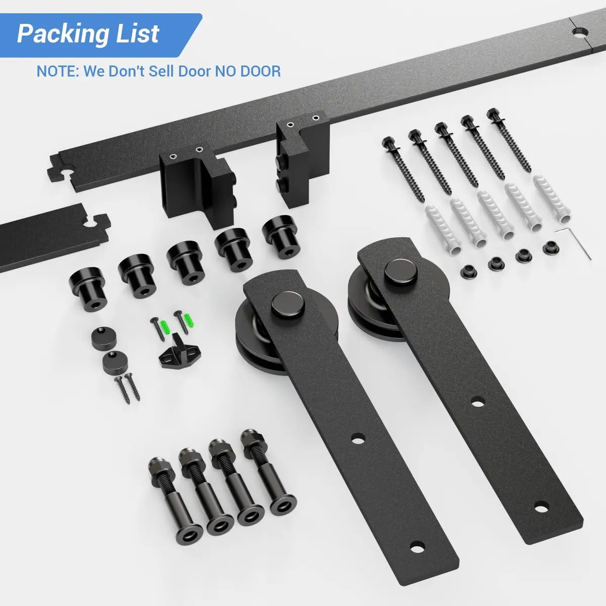 CCJH 6ft Sliding Barn Door Hardware Kit | Heavy Duty I Shape Hanger for 36" Wide Doors - view 6
