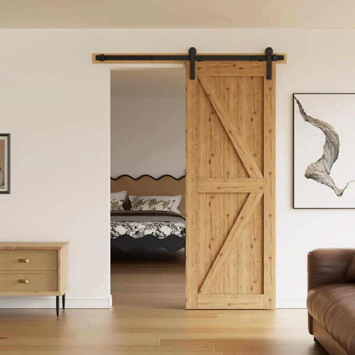 CCJH 6ft Sliding Barn Door Hardware Kit | Heavy Duty I Shape Hanger for 36" Wide Doors - view 2