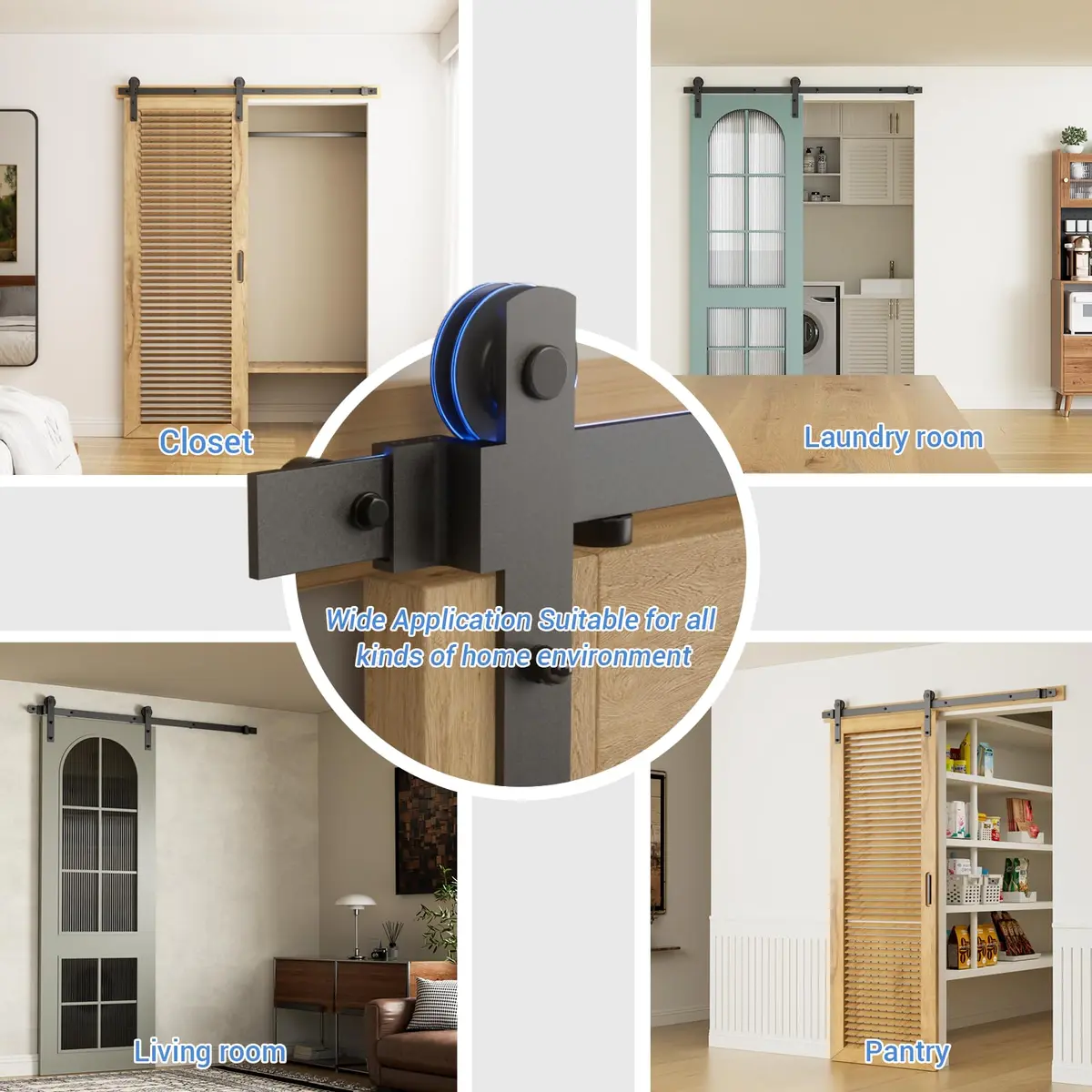 CCJH 6ft Sliding Barn Door Hardware Kit | Heavy Duty I Shape Hanger for 36" Wide Doors - view 4