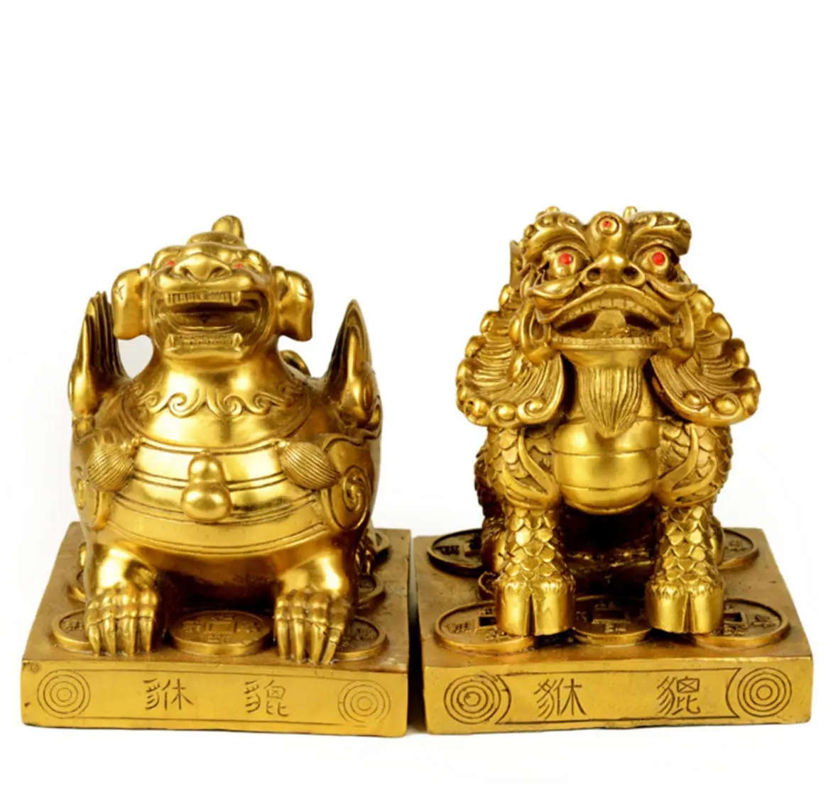 xiulin Feng Shui Bronze Pixiu Pair with Five Emperors Coins | Traditional Decorative Accents - view 2
