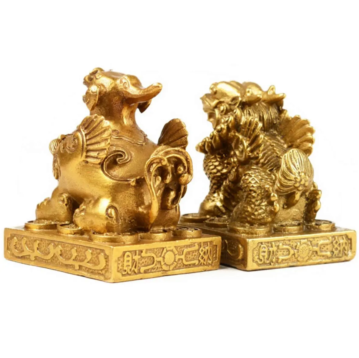 xiulin Feng Shui Bronze Pixiu Pair with Five Emperors Coins | Traditional Decorative Accents - view 3