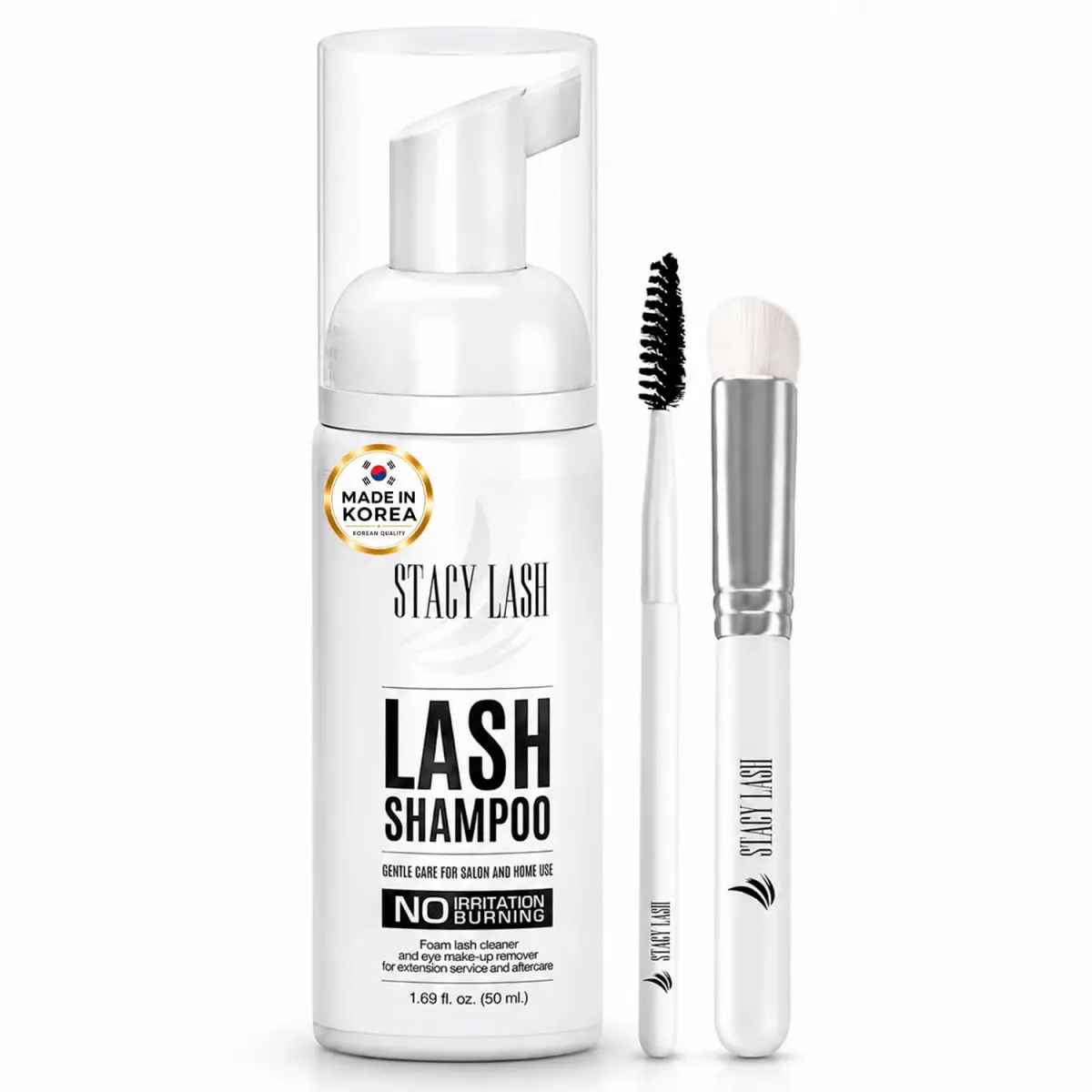 STACY LASH Eyelash Extension Shampoo + Brush 50ml (1.69 fl.oz) | Gentle Foaming Cleanser for Makeup Removal & Lash Aftercare - main product image