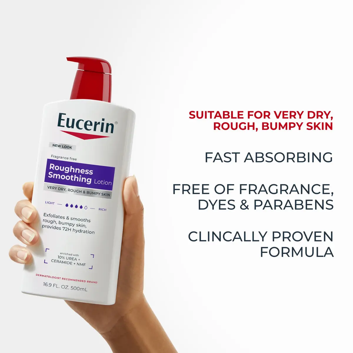 Eucerin Roughness Smoothing Lotion with Urea, 16.9 Fl Oz | Hydrates & Smooths Dry, Bumpy Skin - view 6