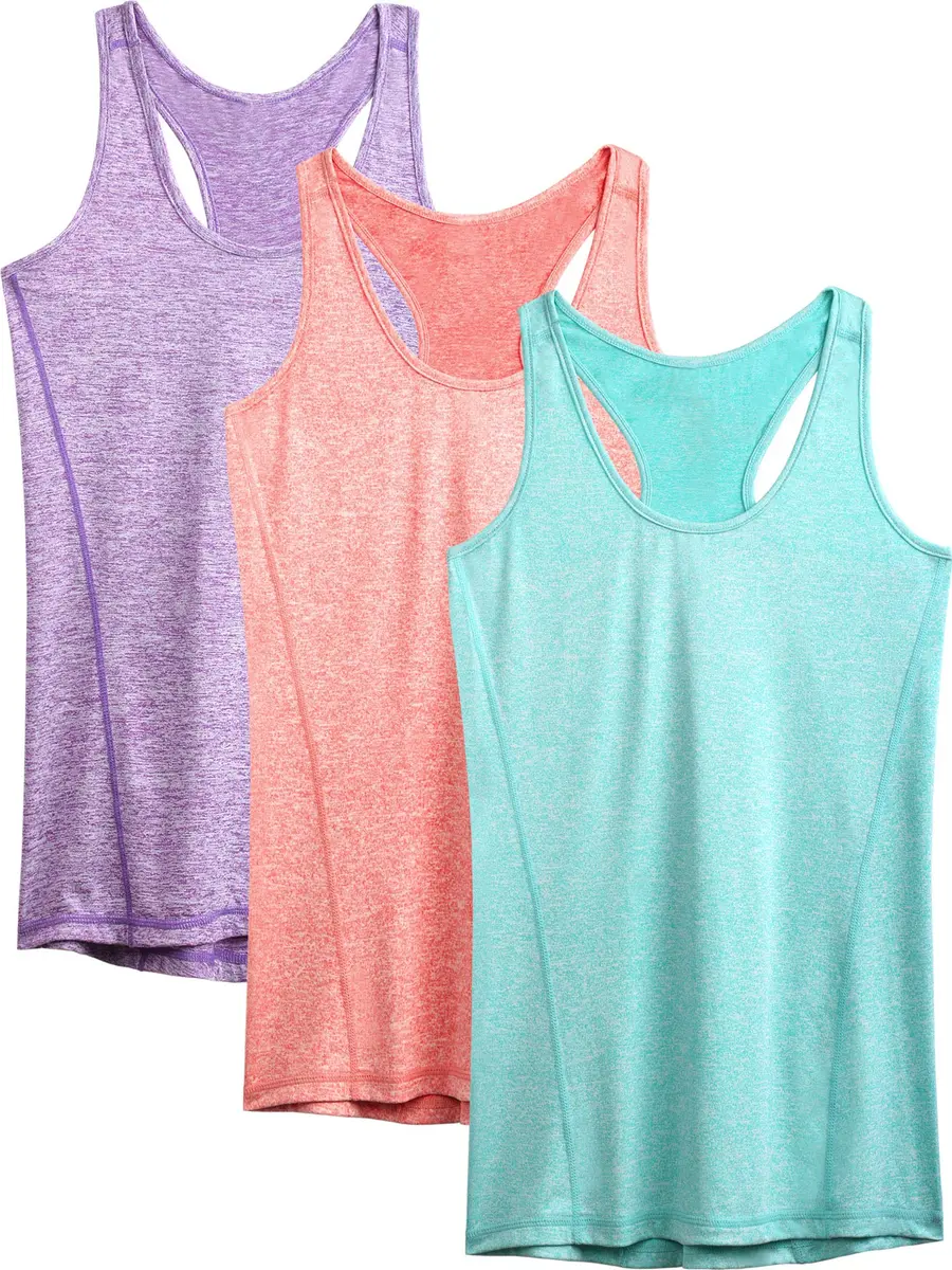 NELEUS Workout Running Racerback Long Tank Top for Women, 3 Pack | Breathable, Lightweight, 4-Way Stretch, Perfect for Yoga & Fitness - main product image