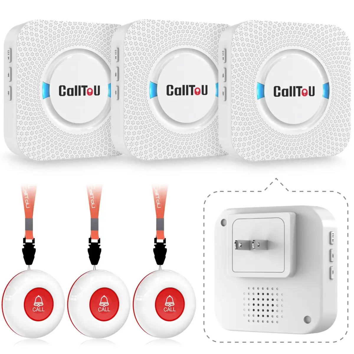 CallToU Wireless Caregiver Pager Alert System 3+3 Pack | 500+ft Range, Waterproof Call Button for Seniors - main product image