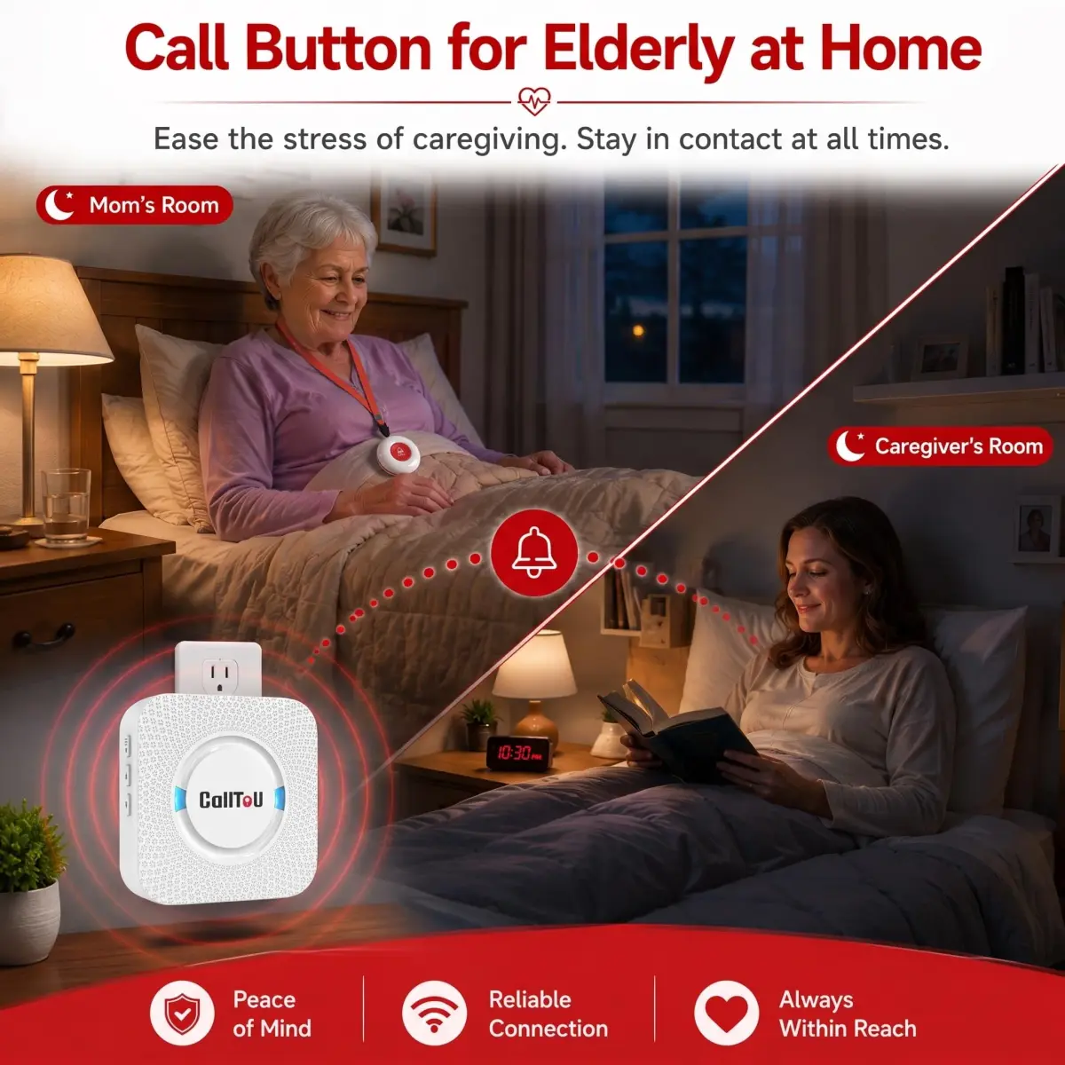 CallToU Wireless Caregiver Pager Alert System 3+3 Pack | 500+ft Range, Waterproof Call Button for Seniors - view 8