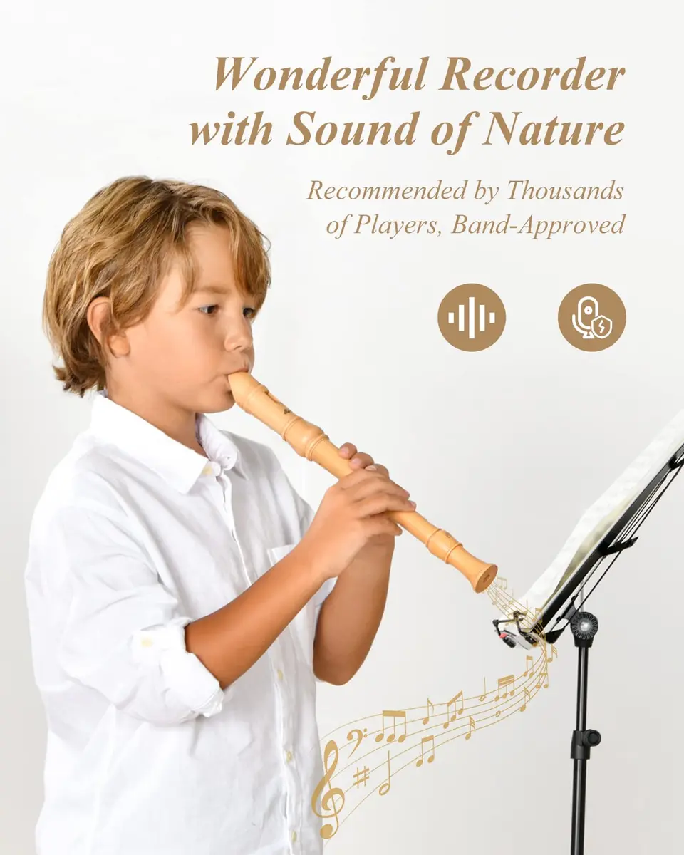 Eastar Baroque Maple Wooden C Soprano Recorder Kid Beginners Kit, ERS-31BM | Classic Baroque Design for Beginners - view 6