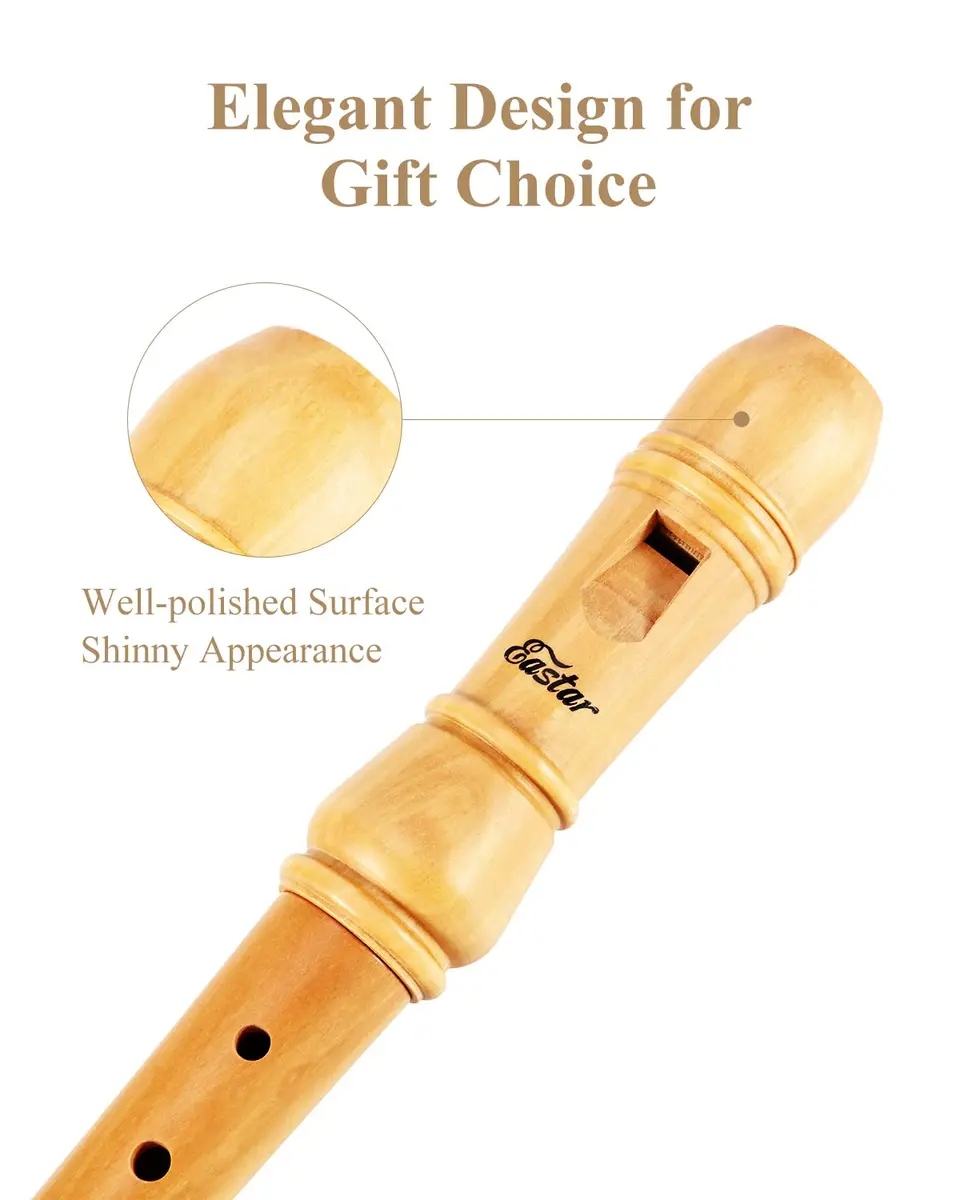 Eastar Baroque Maple Wooden C Soprano Recorder Kid Beginners Kit, ERS-31BM | Classic Baroque Design for Beginners - view 3