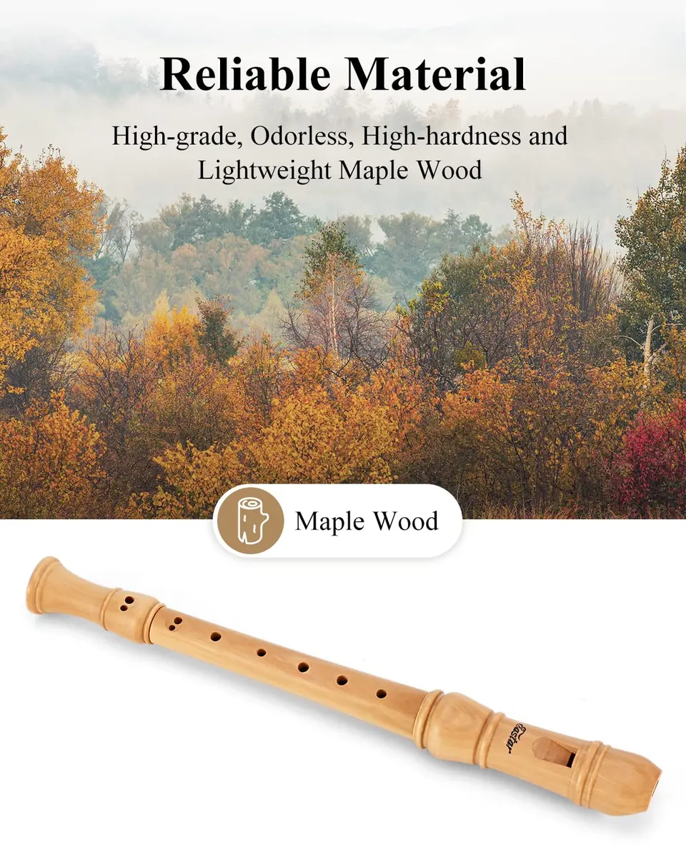 Eastar Baroque Maple Wooden C Soprano Recorder Kid Beginners Kit, ERS-31BM | Classic Baroque Design for Beginners - view 4