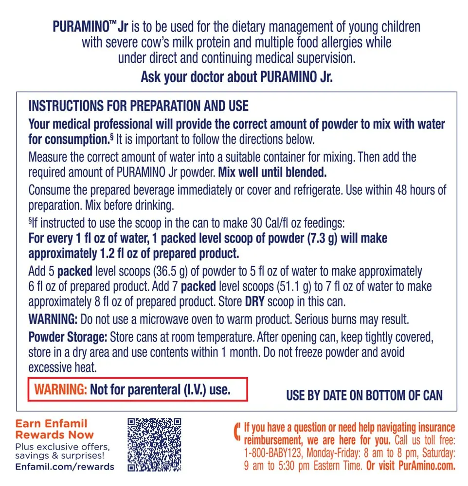 Enfamil PurAmino Junior Hypoallergenic Amino Acid Powder 14.1 Oz | Complete Nutrition for Severe Food Allergies - view 8