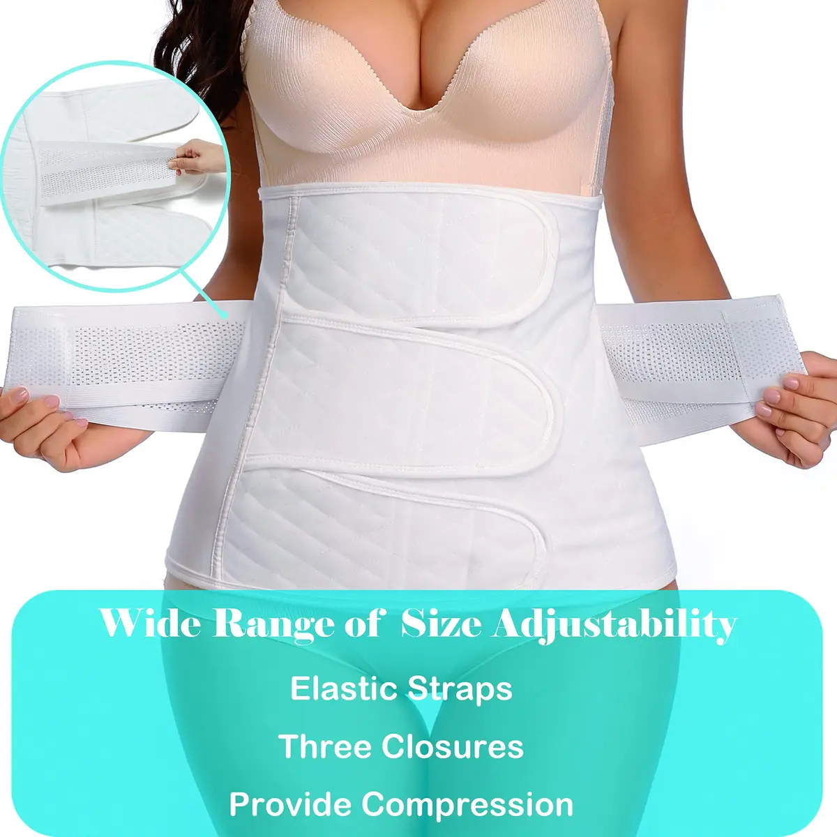 PAZ WEAN Post Surgery Abdominal Binder Medium | Breathable Cotton Postpartum Belly Wrap for C Section Recovery - view 4