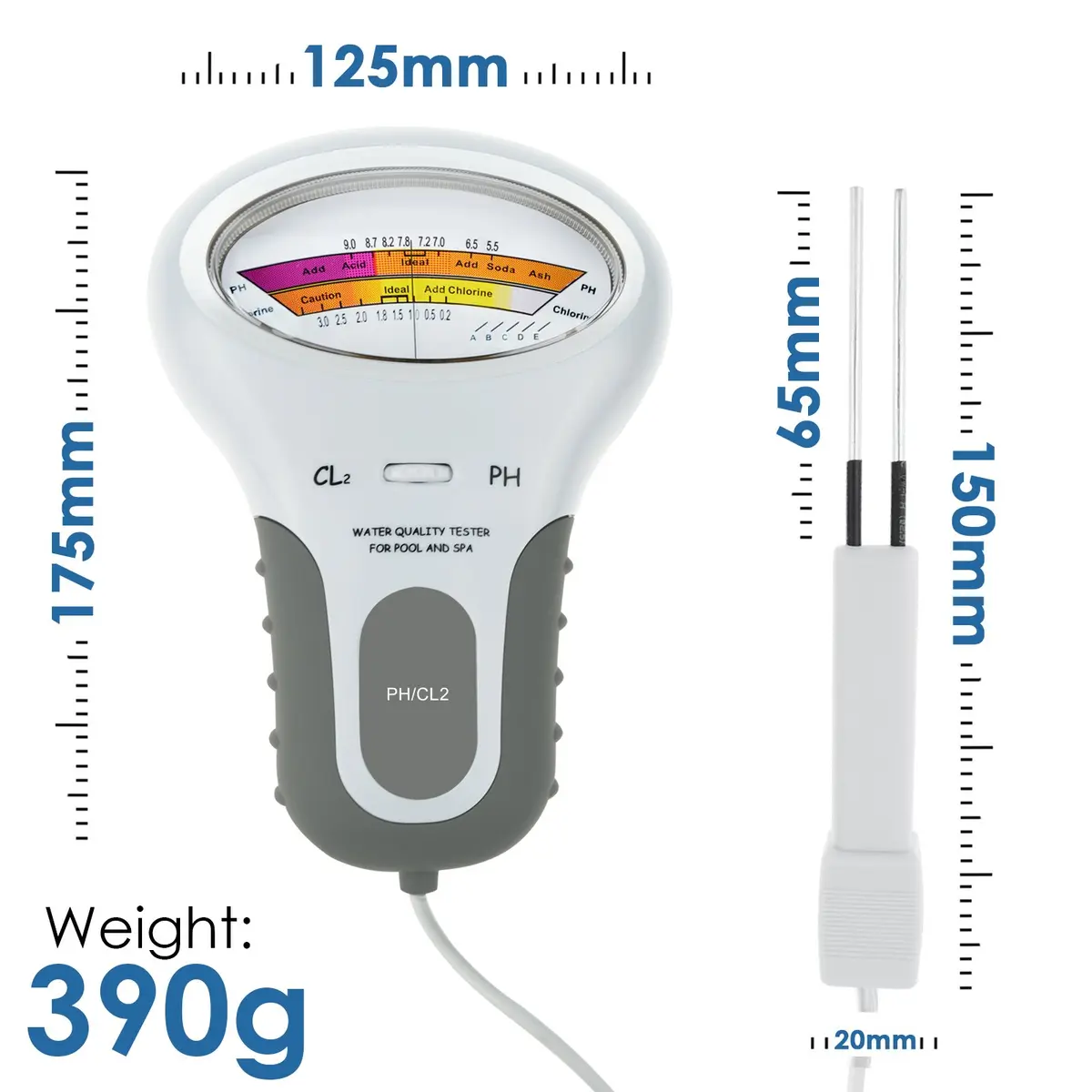 TEKCOPLUS 2-in-1 Pool Water Quality Tester pH & Chlorine Meter | 7.2-7.8 pH Range - view 8