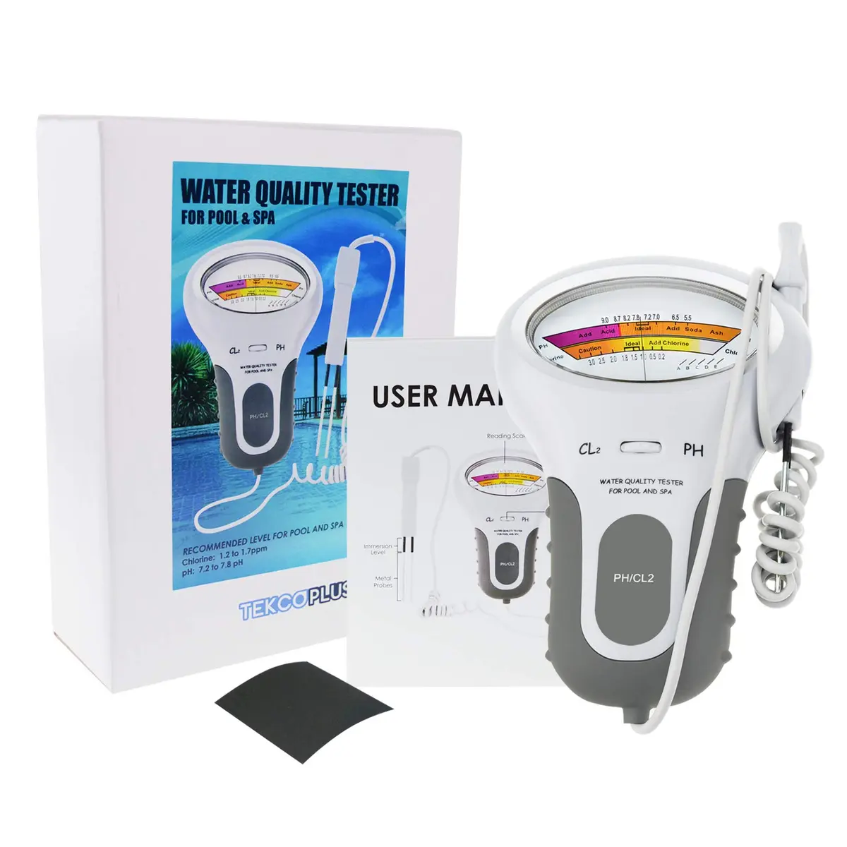 TEKCOPLUS 2-in-1 Pool Water Quality Tester pH & Chlorine Meter | 7.2-7.8 pH Range - view 9