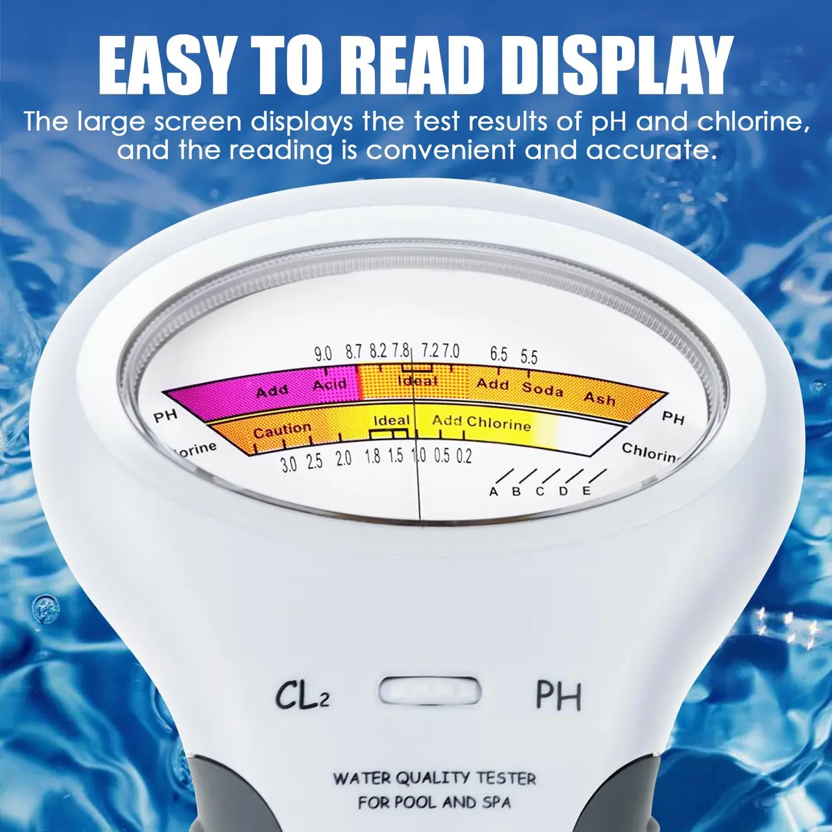 TEKCOPLUS 2-in-1 Pool Water Quality Tester pH & Chlorine Meter | 7.2-7.8 pH Range - view 3