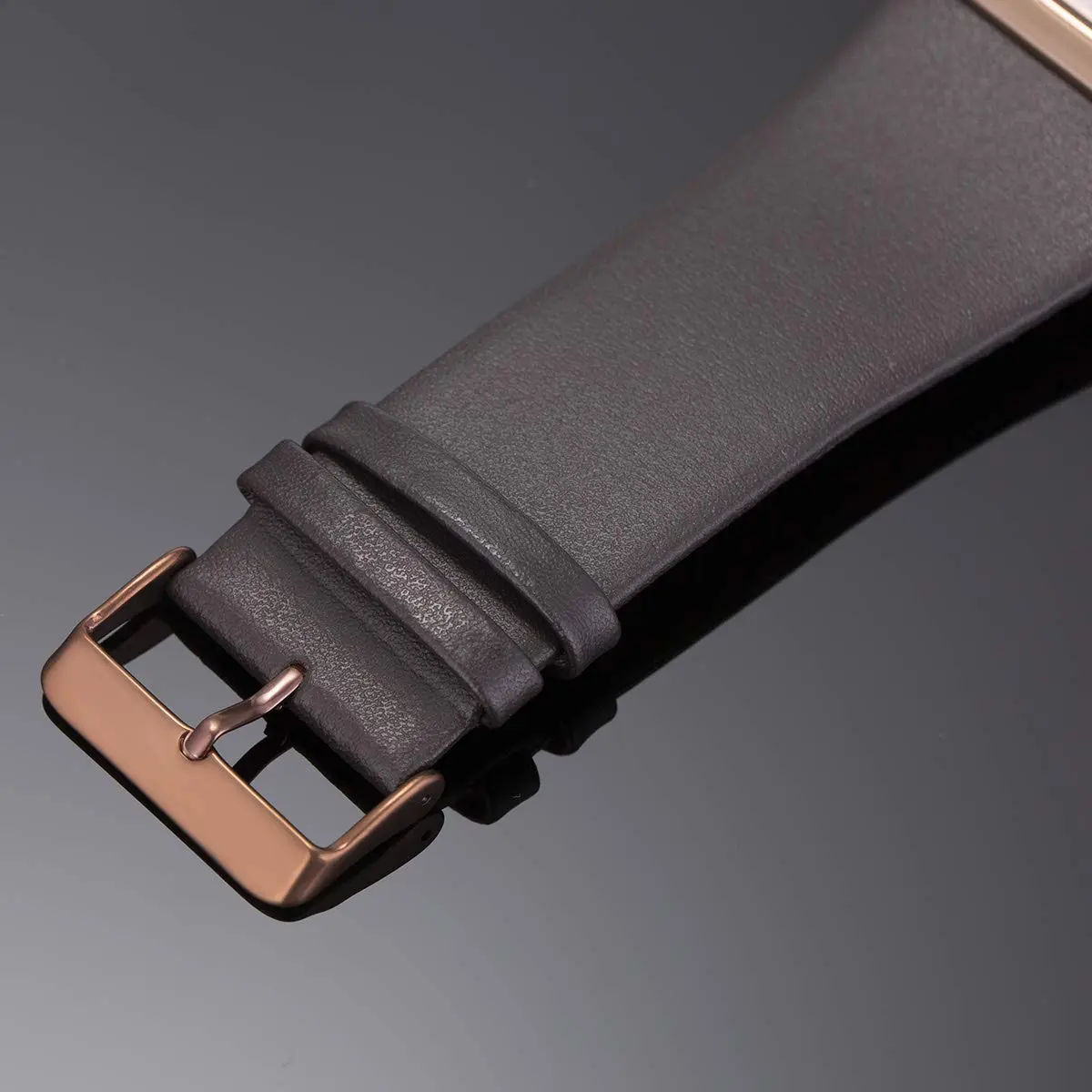 SIBOSUN Men's Square Watch 41mm (1.6 Inch) | Minimalist Quartz Brown Leather Strap Business Casual Analog - view 6