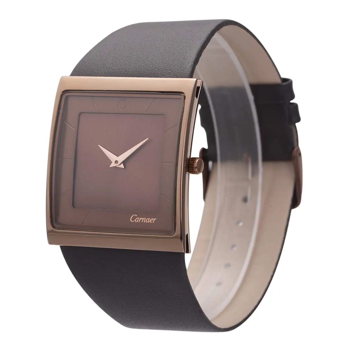 SIBOSUN Men's Square Watch 41mm (1.6 Inch) | Minimalist Quartz Brown Leather Strap Business Casual Analog - main product image
