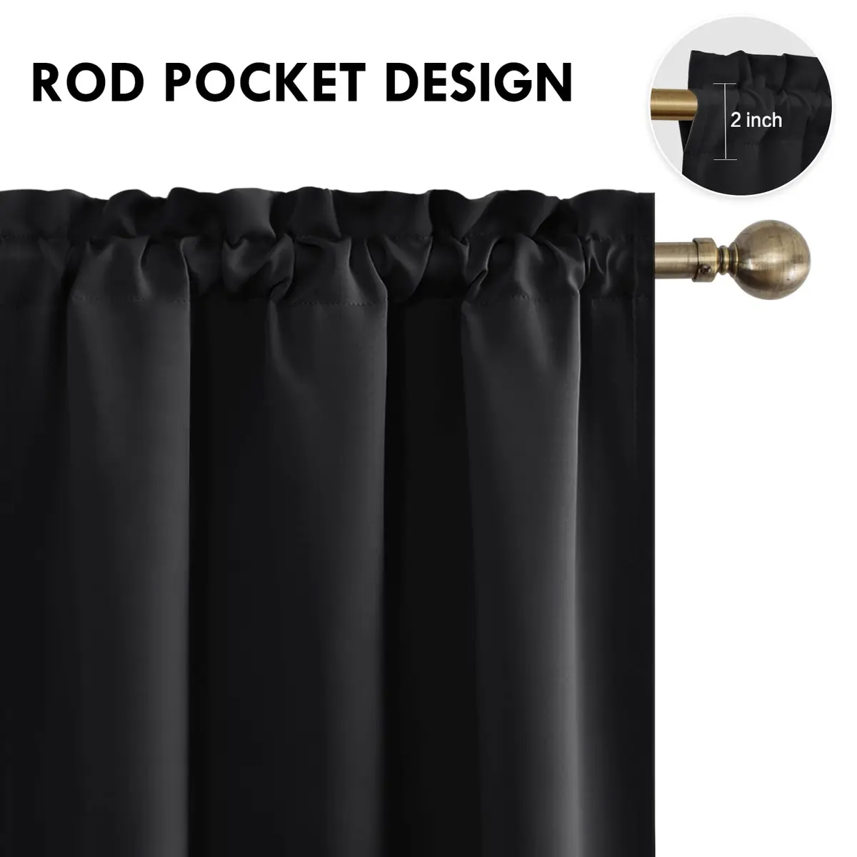 DWCN Blackout Curtains for Bedroom Living Room 42 x 63 Inch | Insulate & Block Light for Restful Sleep - view 4