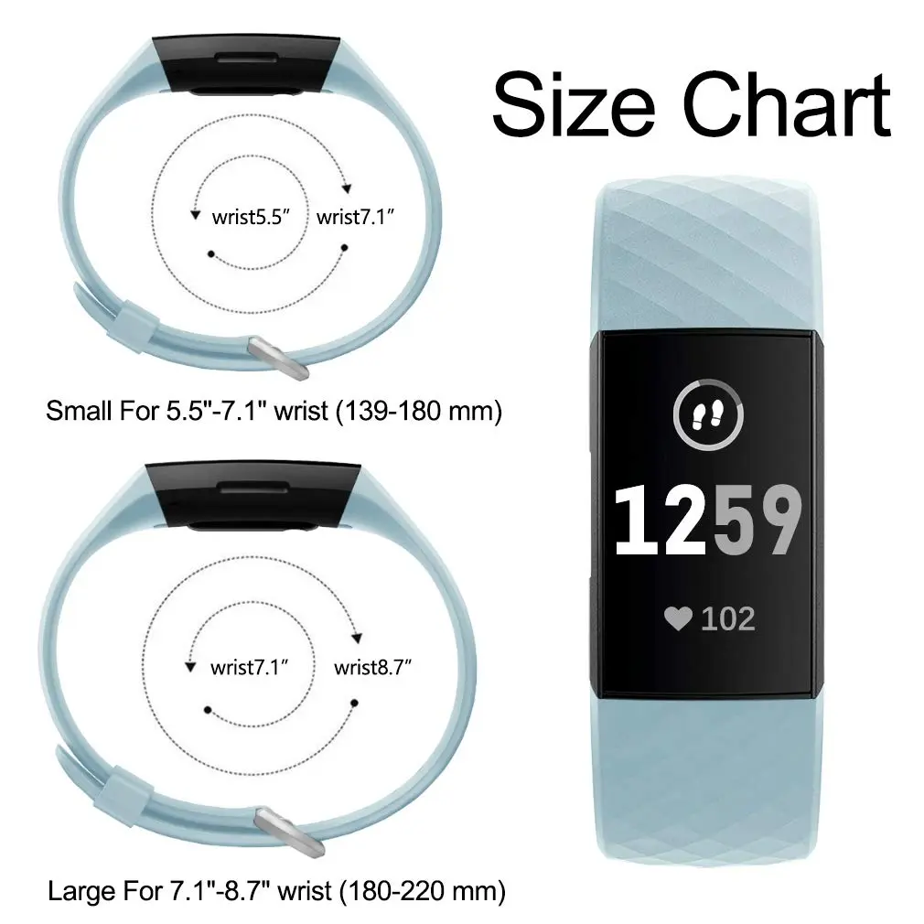 Hamile Waterproof Silicone Fitbit Charge 4/3 Sport Band, Aqua, Small | Durable & Comfortable - view 7