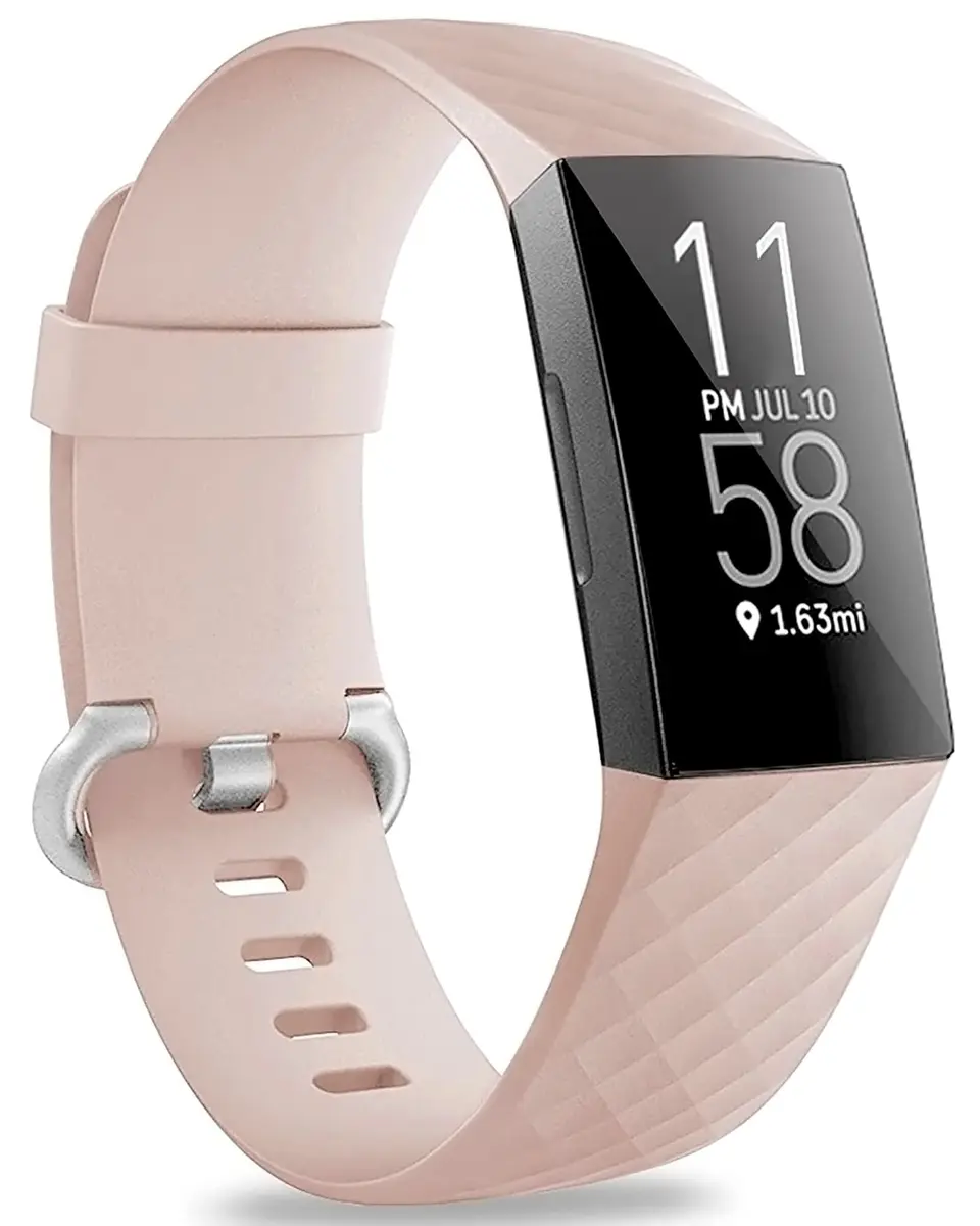 Hamile Waterproof Silicone Watch Band for Fitbit Charge 4/3/3 SE | Sport & Fitness Wristband (Small, Pink Sand) - main product image