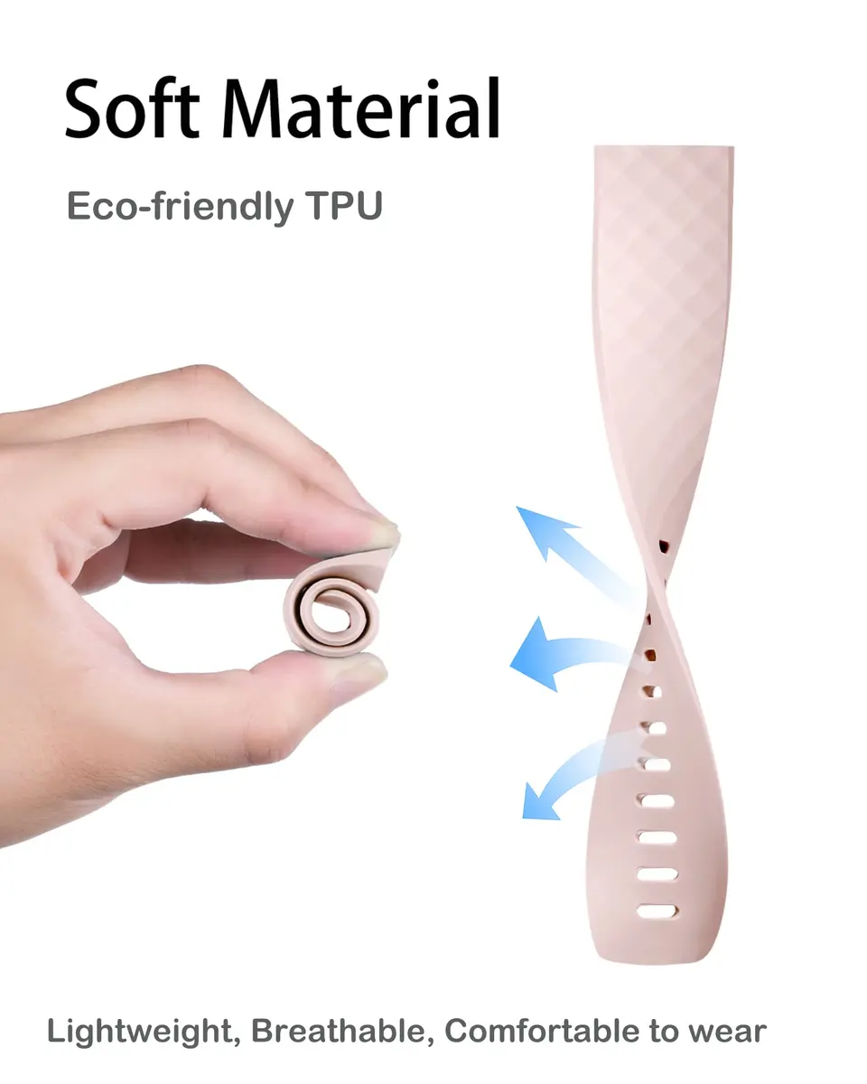 Hamile Waterproof Silicone Watch Band for Fitbit Charge 4/3/3 SE | Sport & Fitness Wristband (Small, Pink Sand) - view 3