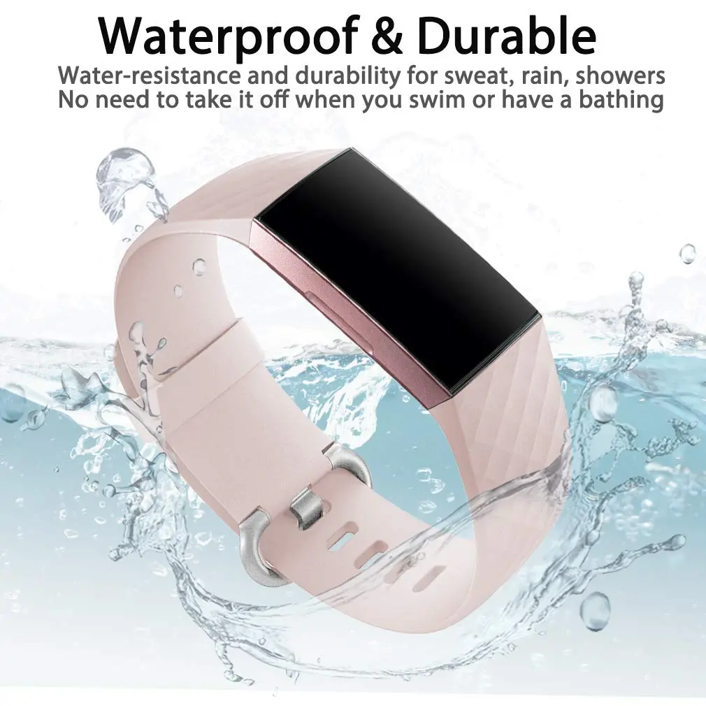 Hamile Waterproof Silicone Watch Band for Fitbit Charge 4/3/3 SE | Sport & Fitness Wristband (Small, Pink Sand) - view 4